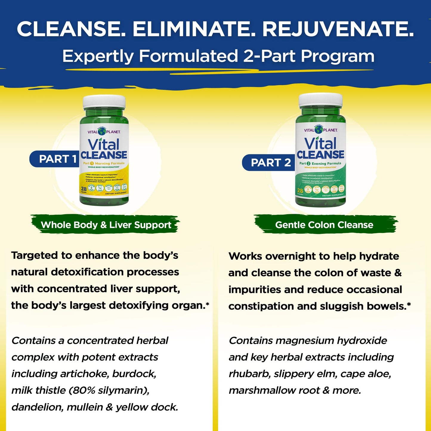 Vital Planet Vital Cleanse with Milk Thistle, Magnesium, Cape Aloe and Herbs Capsule, 56 Count