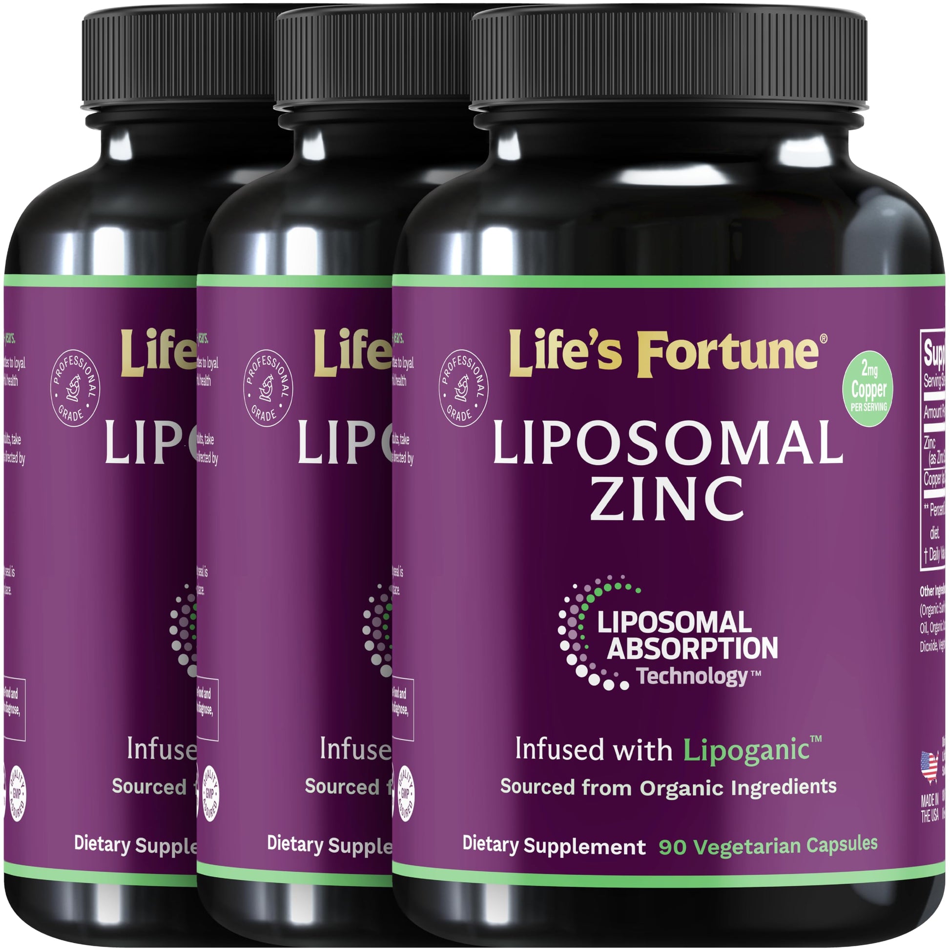 Lewis Labs Liposomal Pure Zinc Picolinate Supplement with Copper, Immune Support, Metabolism & Skin Health, High Potency - 270 Capsules