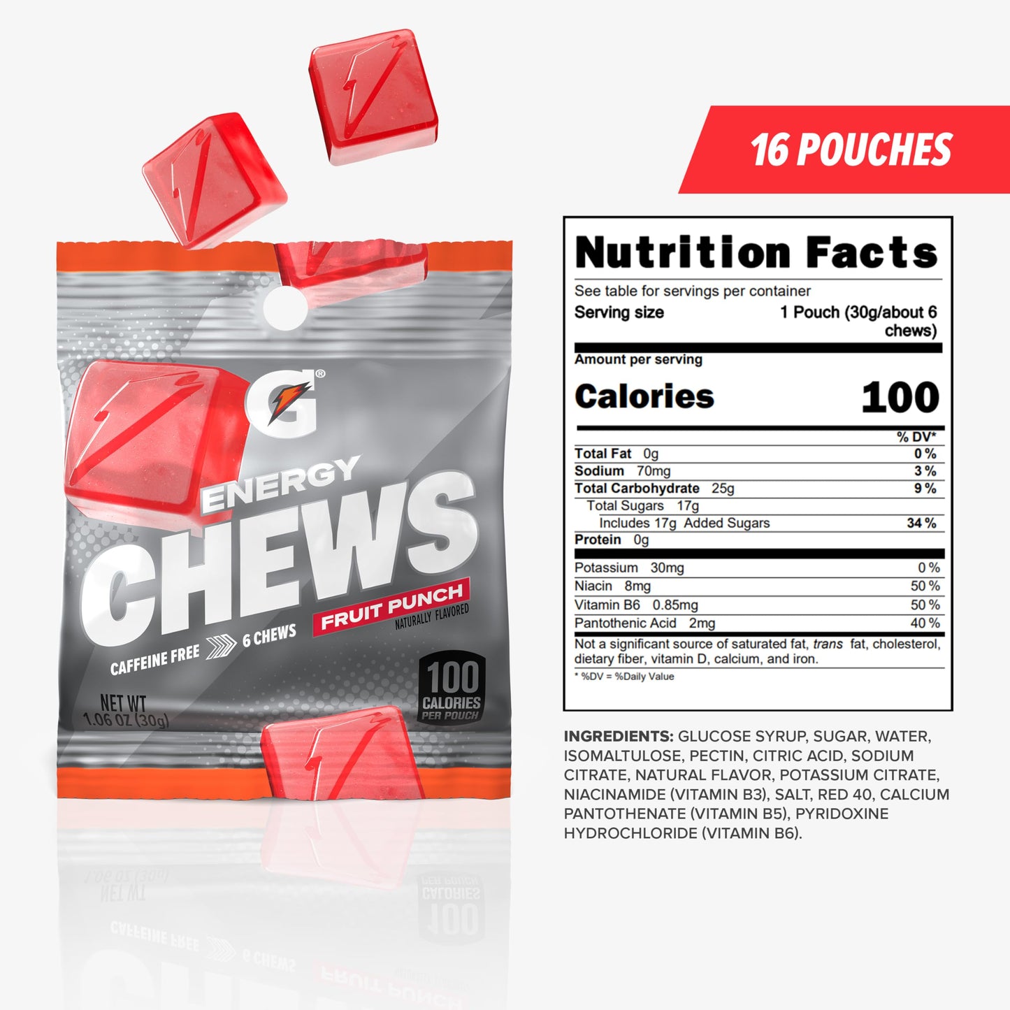 Gatorade Energy Chews Gummy 16 Pack