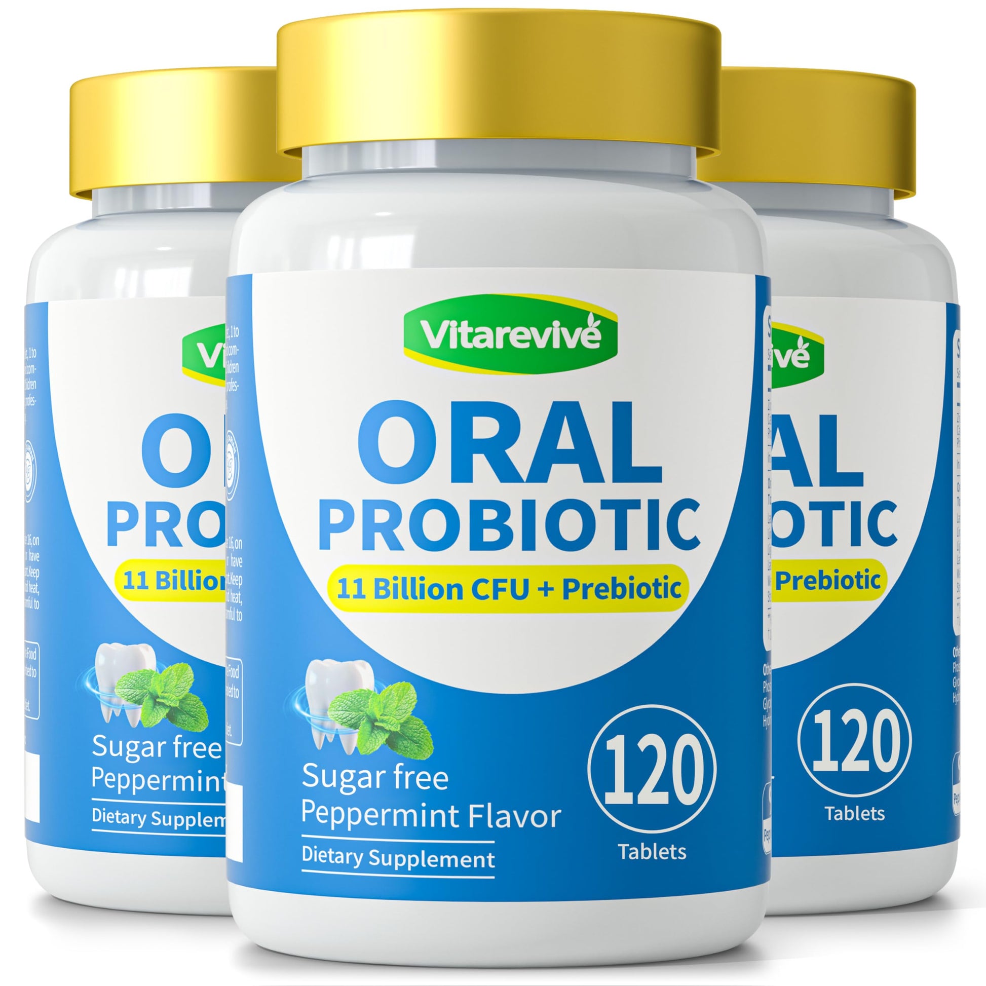 Vitarevive Oral Probiotics Prebiotic for Women & Men - Gum Restore & Dry Mouth Lozenges, Bad Breath Treatment for Adults, Mouth & Gut Health, 360 Tablets