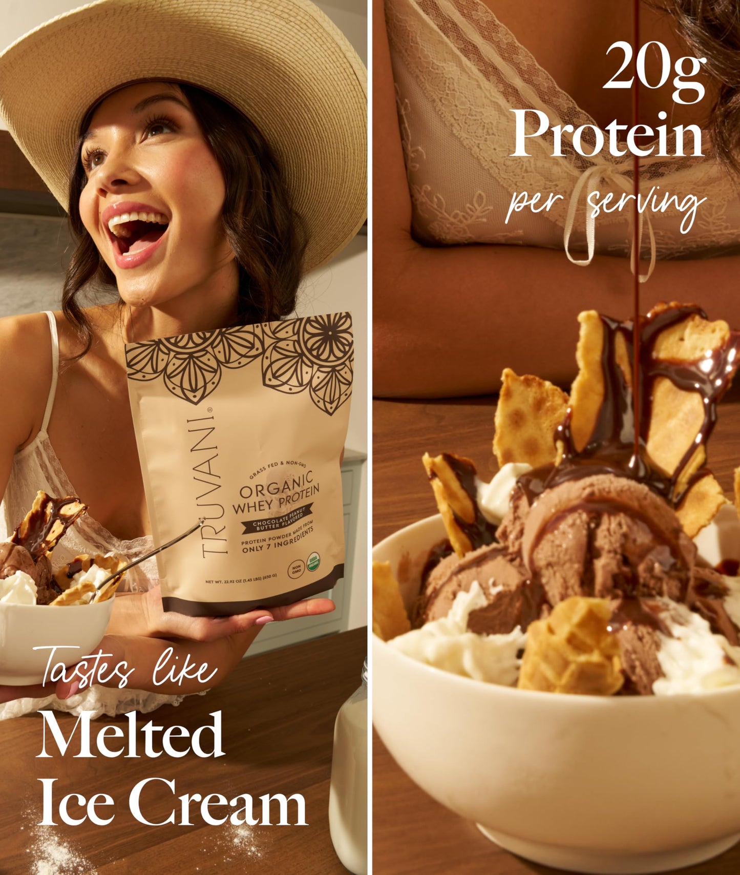 Truvani Organic Whey Protein Powder, Chocolate Peanut Butter, 1.14 Ounce