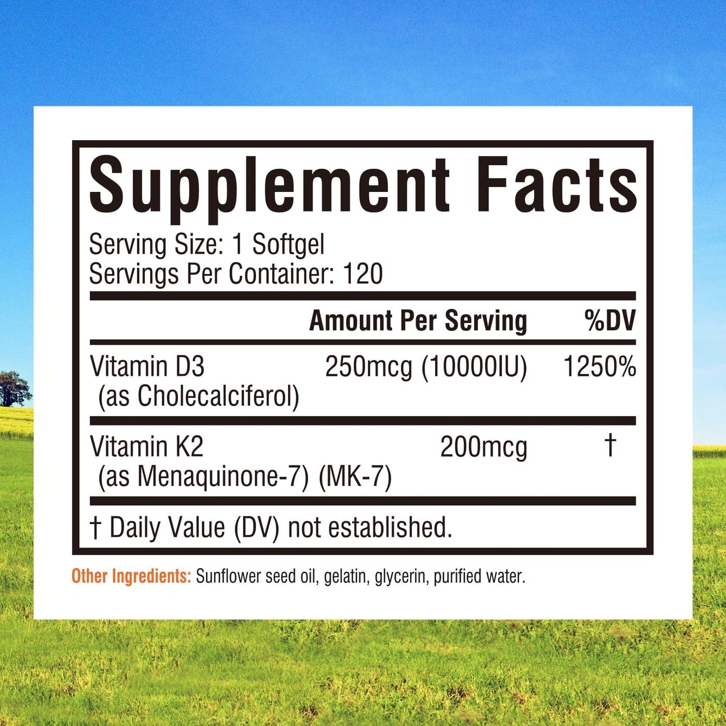 Innate Vitality Vitamin D3 K2 Supplement Softgels 120