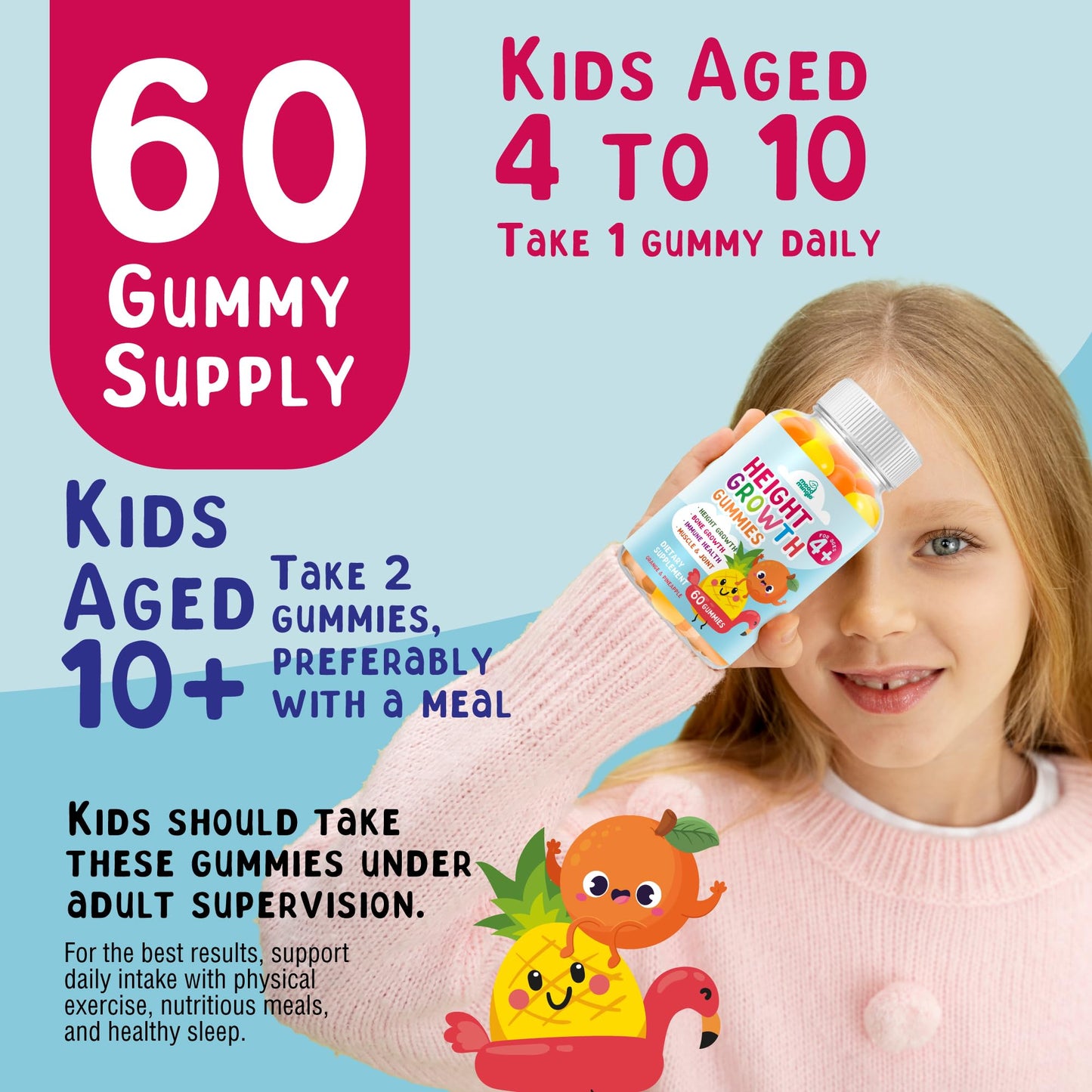 Mood Mingle Height Growth Gummies Supplement, 60 Gummies