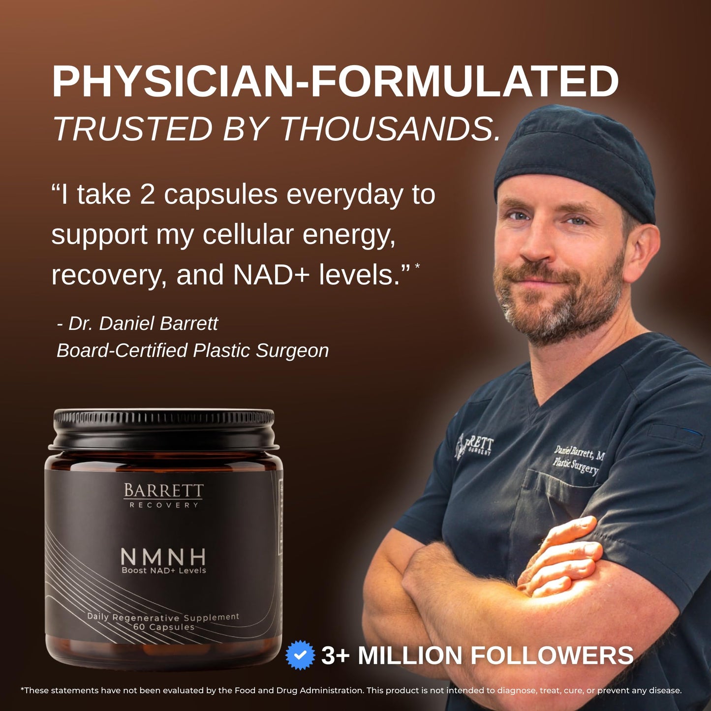 Barrett Recovery NMNH NAD+ Support Supplement – Daily Cellular Energy & Vitality Support Capsule 1 Count
