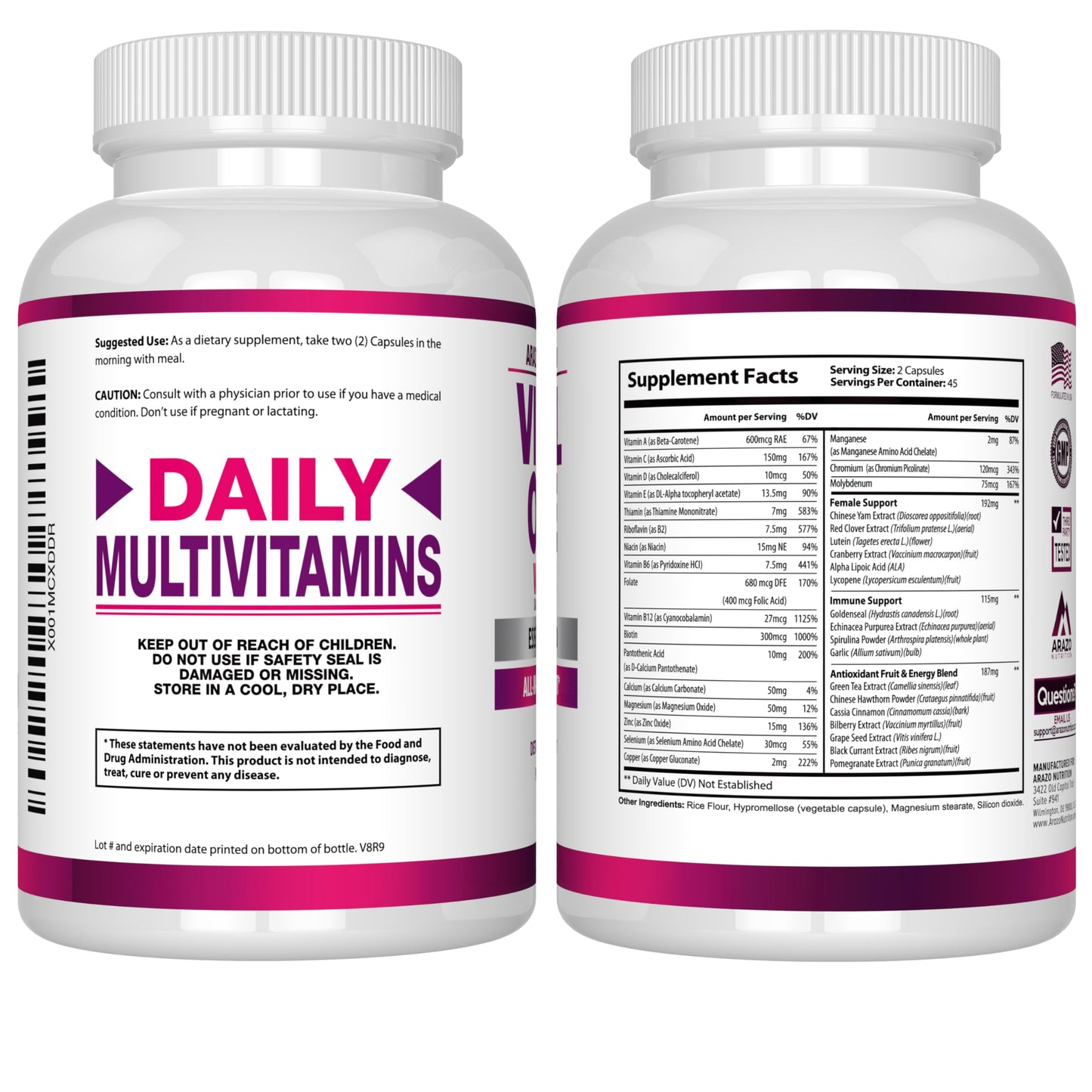 Arazo Nutrition Vital One Multivitamin for Women Capsule, 90 Capsules