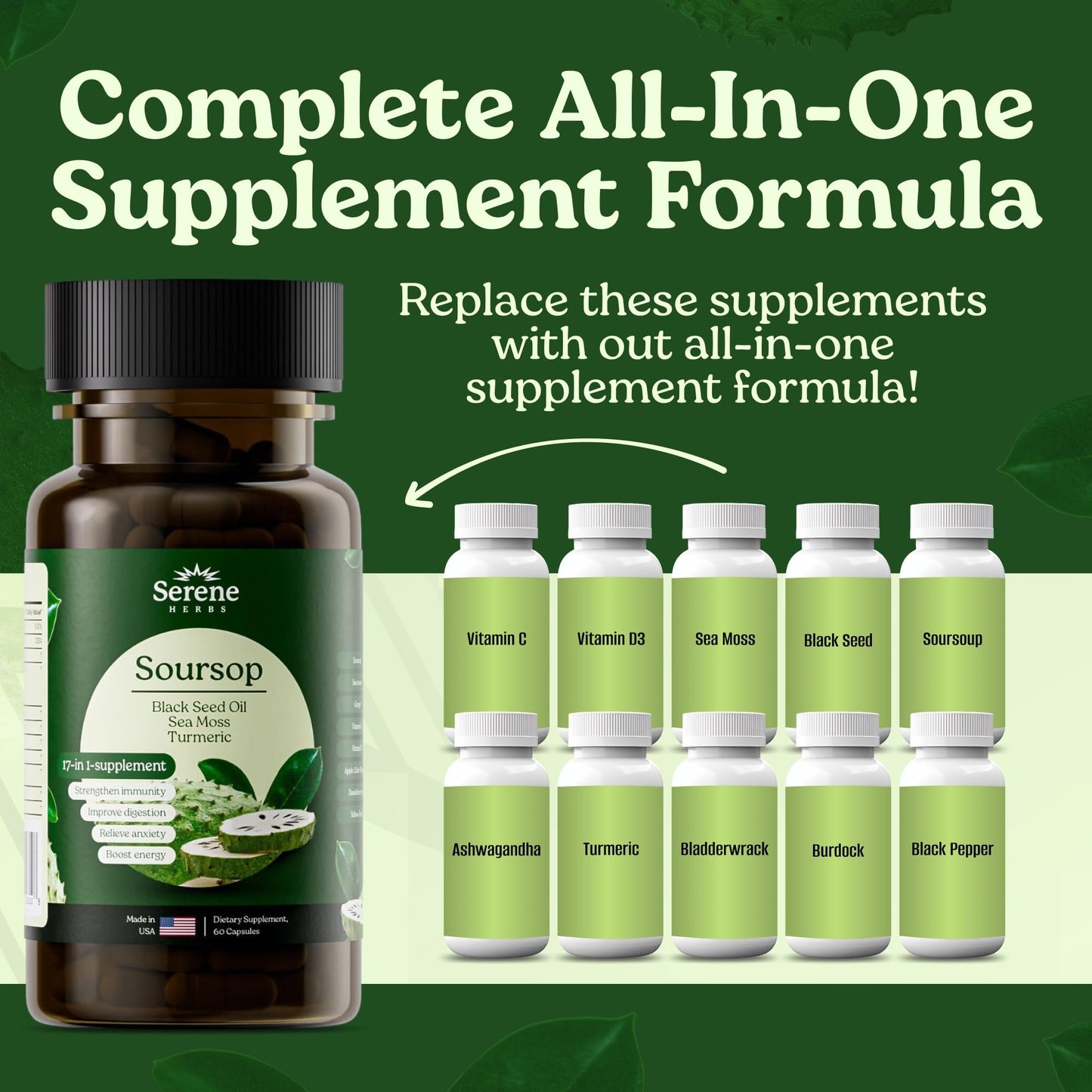 Serene Herbs 17-in-1 Sea Moss Capsules Capsule 60 Count