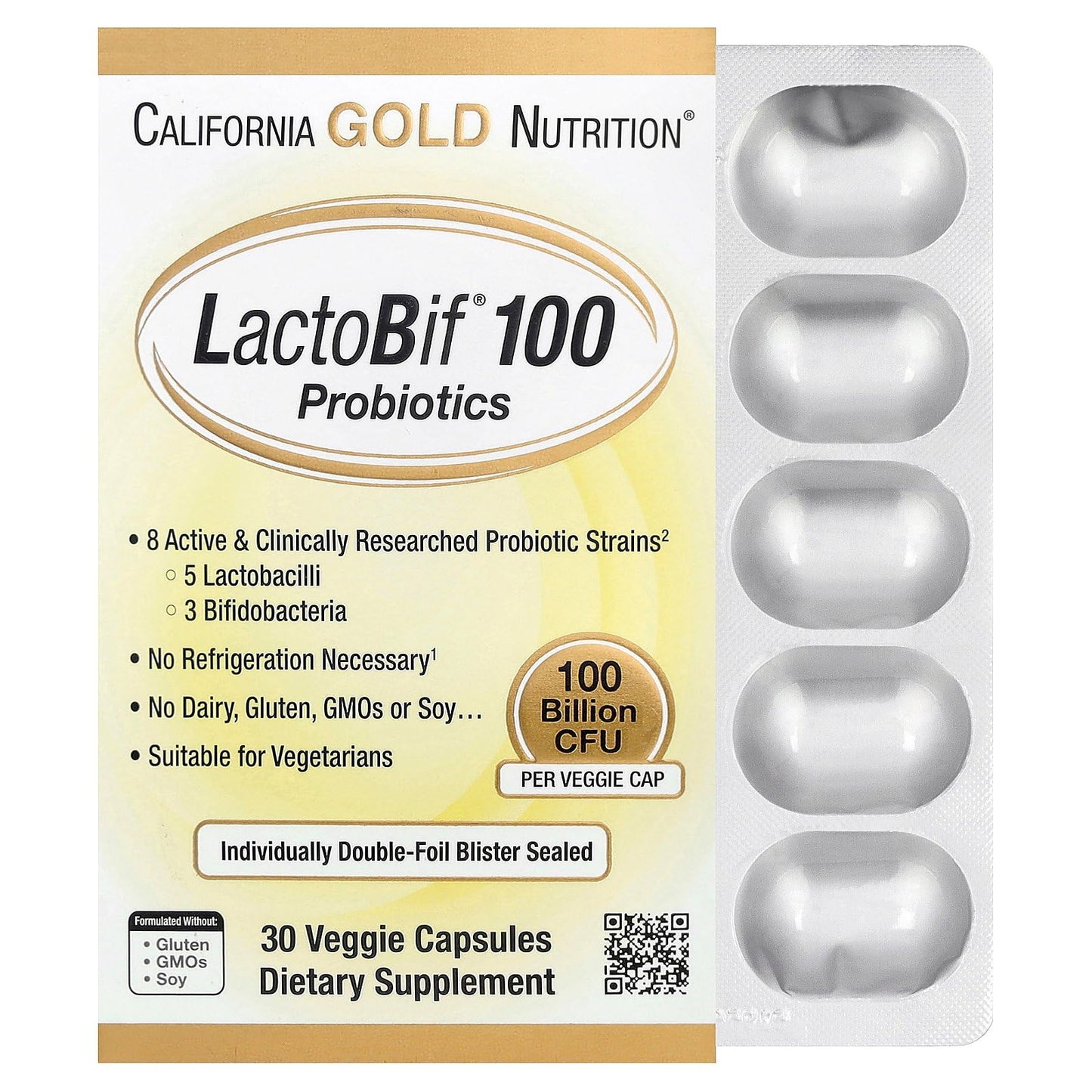 California Gold Nutrition LactoBif Probiotics Capsules, 30 Count
