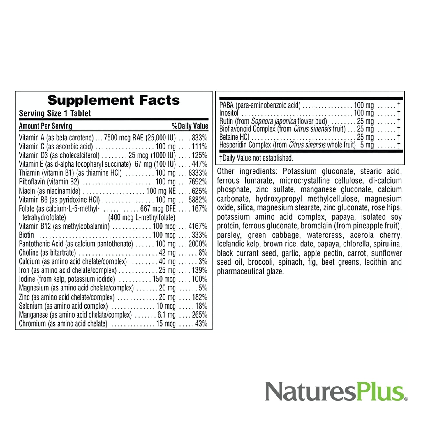 NaturesPlus Ultra II Daily Multivitamin with Whole Foods Tablet, 30 Count