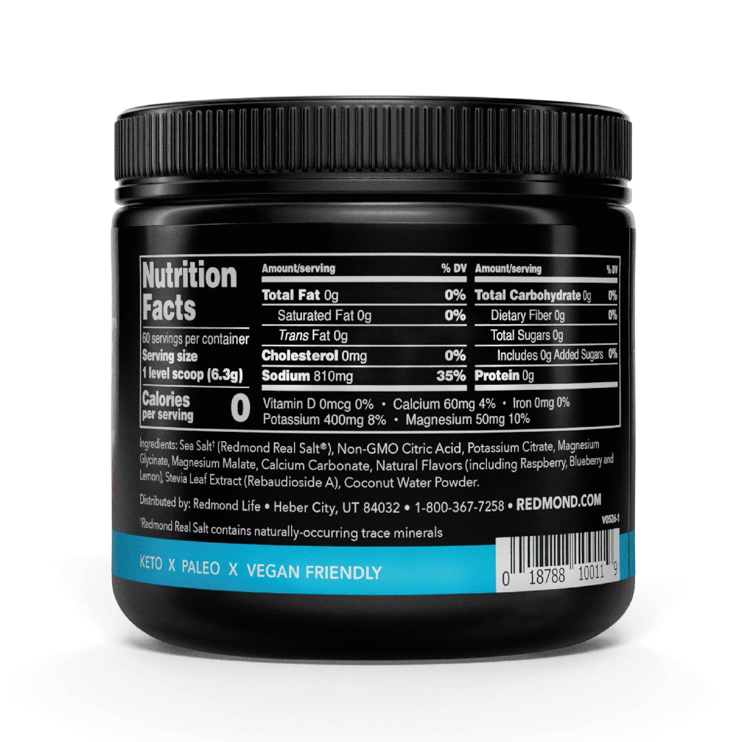 Redmond Re-Lyte Hydration Electrolyte Powder No Added Sugar Mixed Berry, 13.4 Ounce