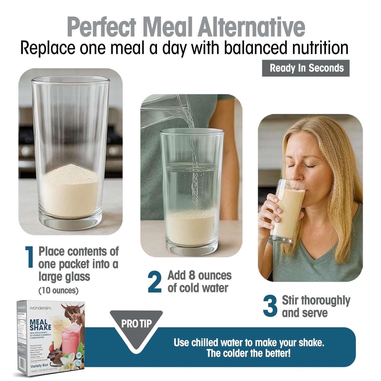 WonderSlim Protein Meal Replacement Shake Powder 6.8 Ounce