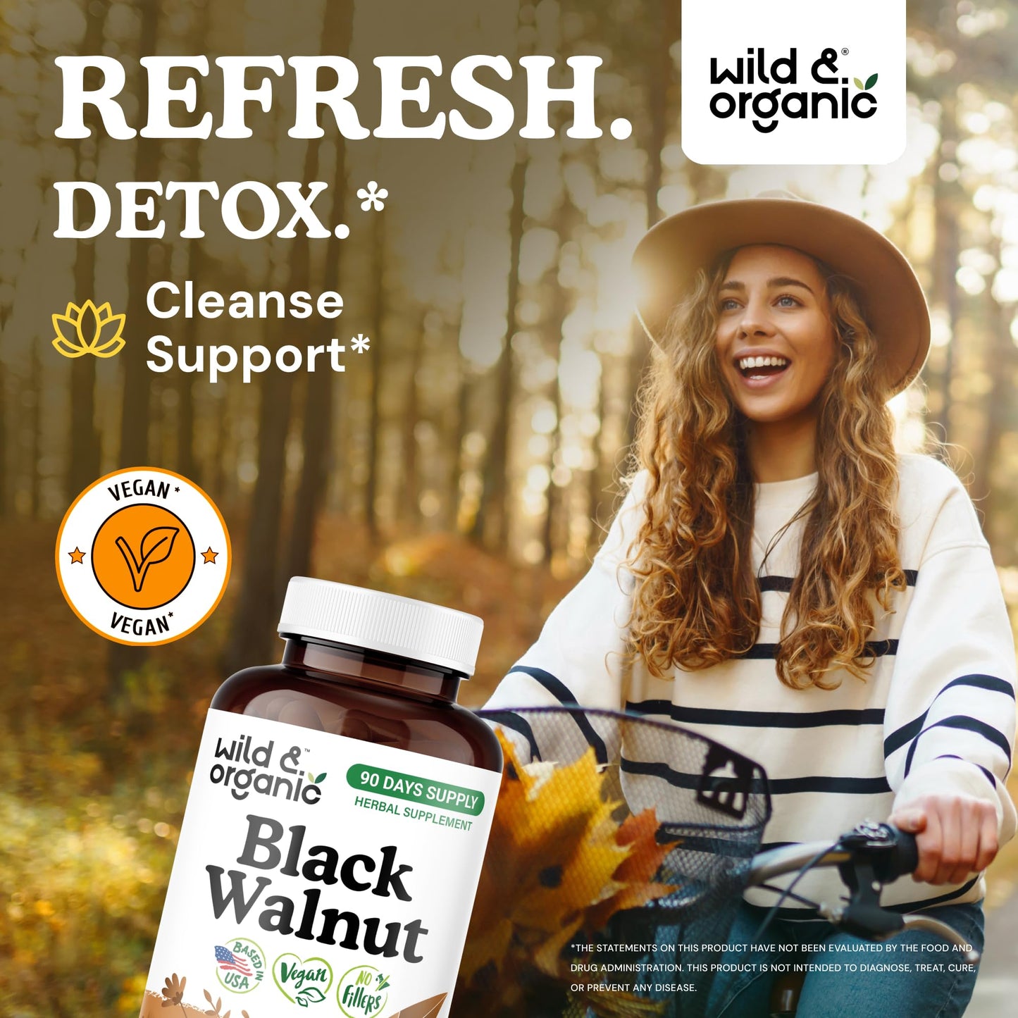 Wild & Organic Black Walnut Hull 900 mg, 180 Capsules