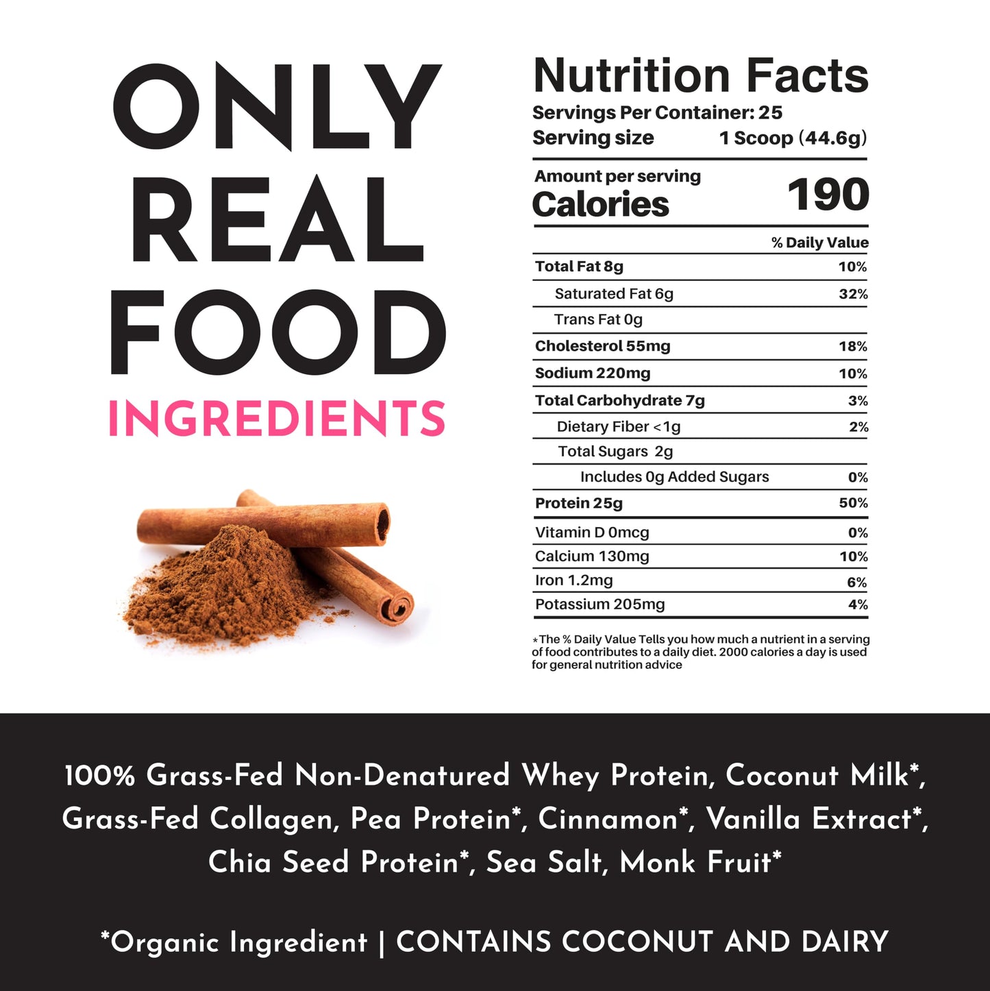 JUST INGREDIENTS Snickerdoodle Protein Powder, 25 Servings (39.3)