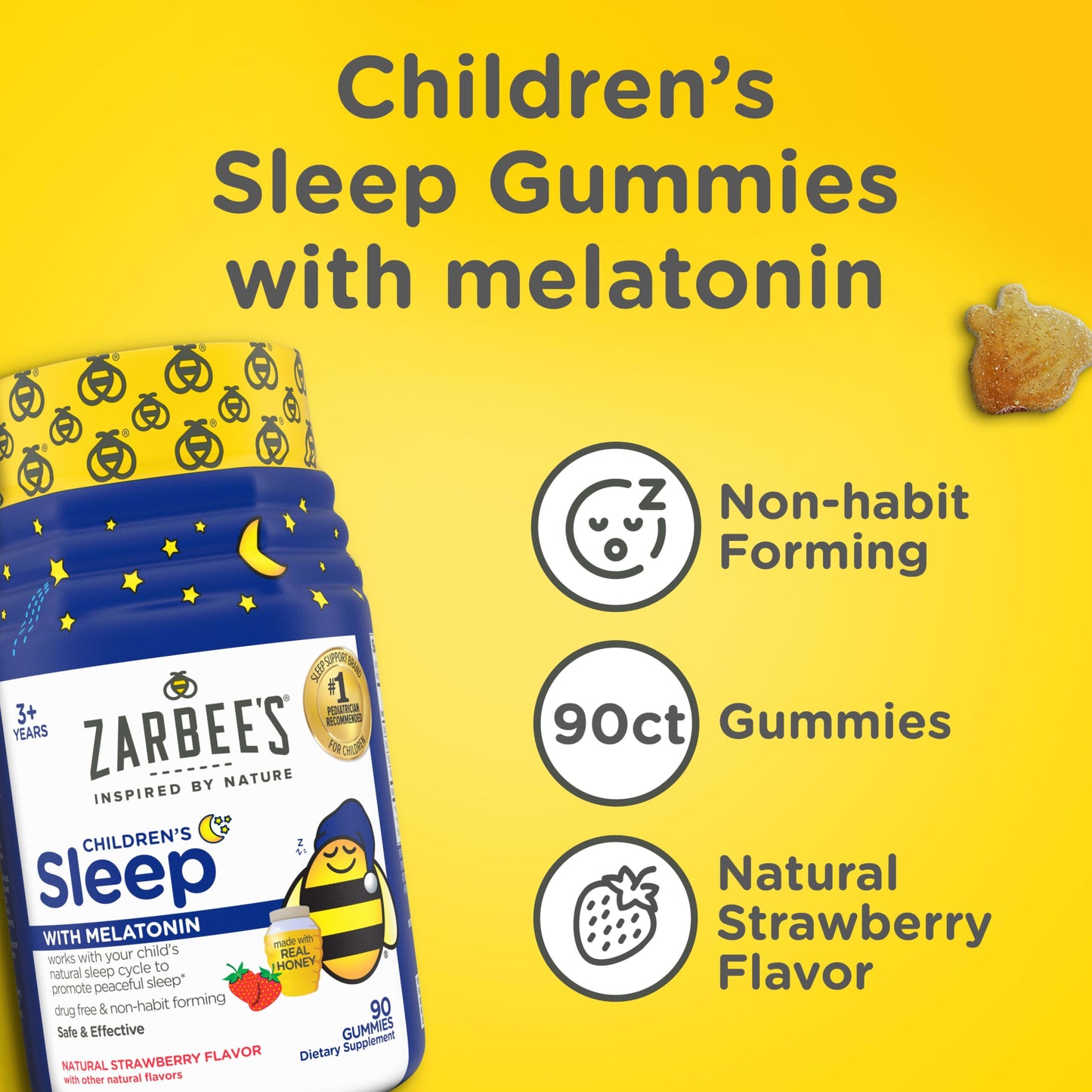 Zarbee's Kids Melatonin Gummies 1 mg, 90 Count