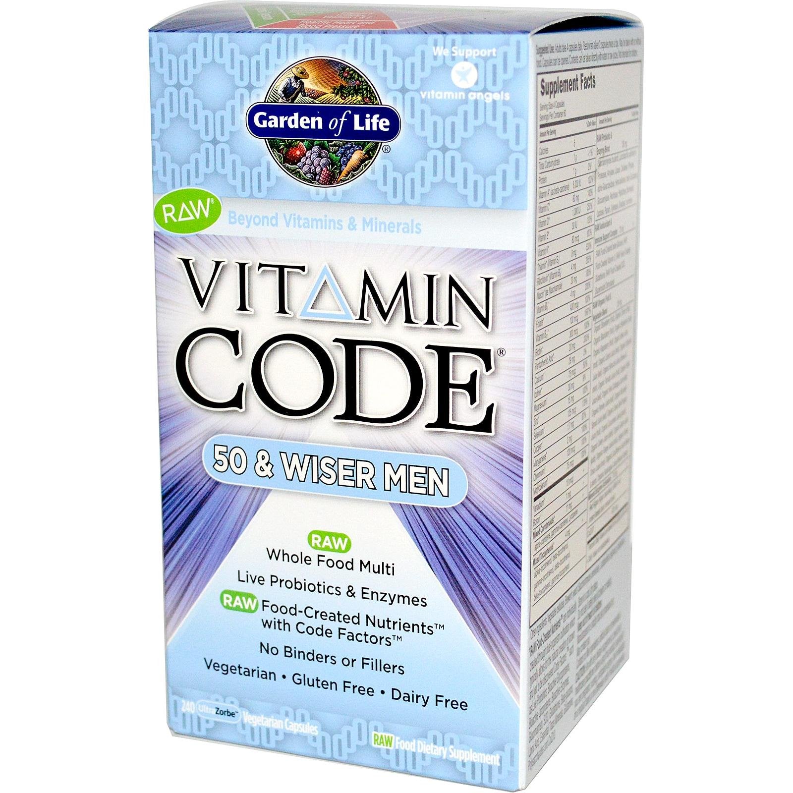 Garden of Life Vitamin Code 50 and Wiser Men's Formula Capsules 240