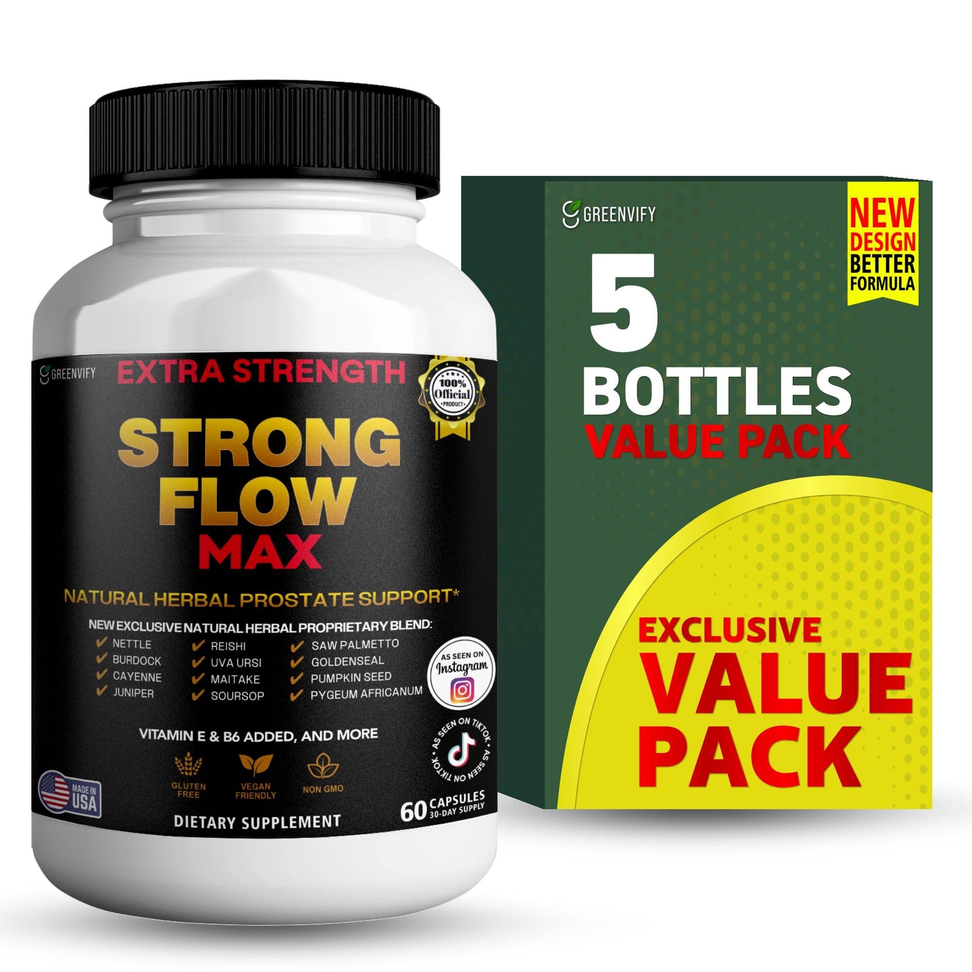 GREENVIFY Strong Flow Max Extra Strength Prostate Support Capsules, 60 Capsules
