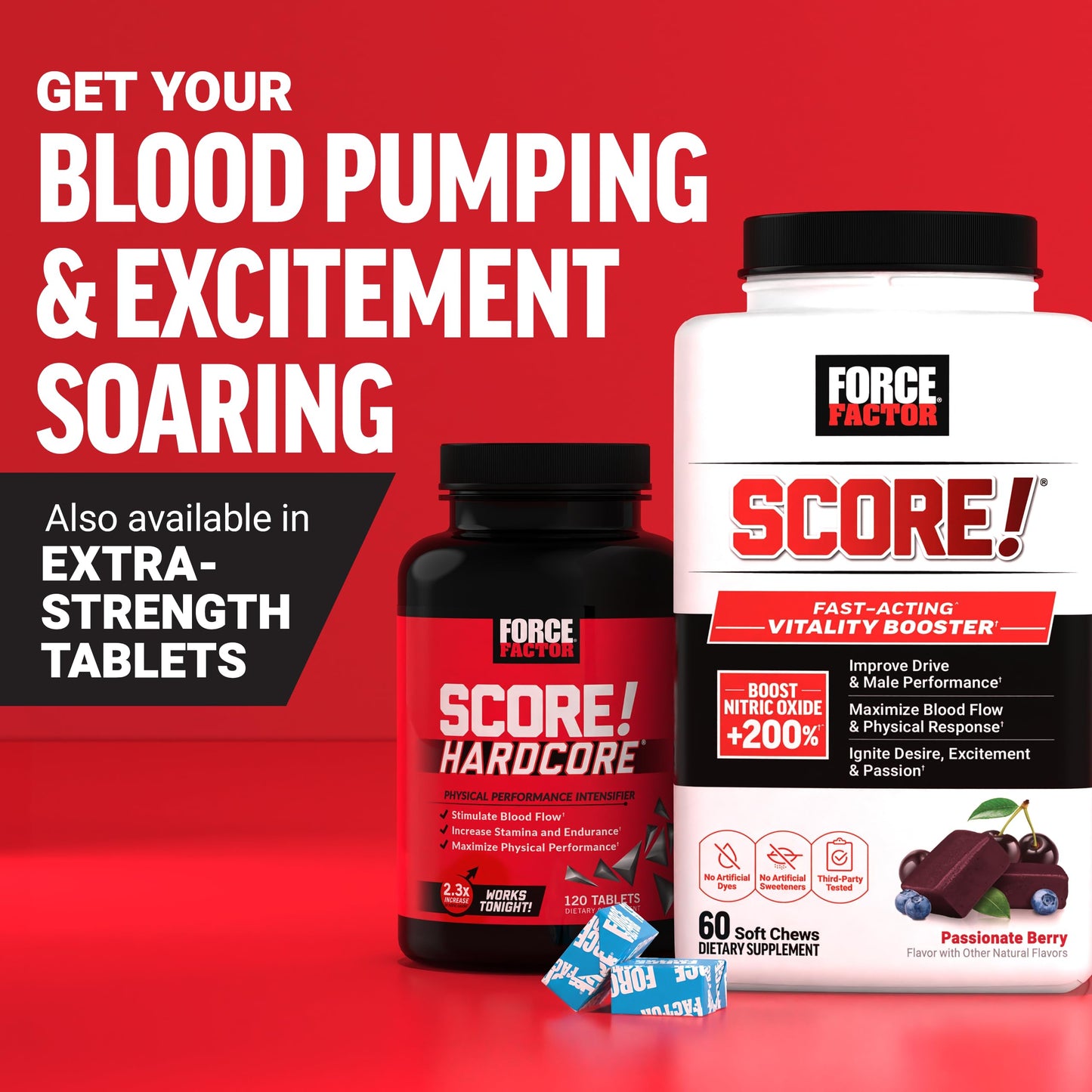 Force Factor Score! Nitric Oxide Supplement for Men Soft Chews 60