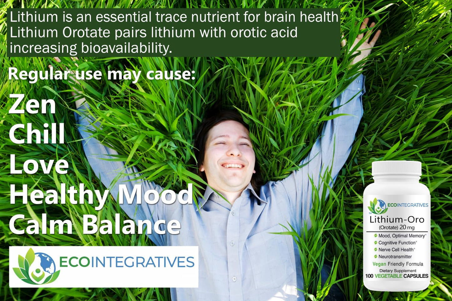 EcoIntegratives Lithium-Oro Orotate 20mg Capsule, 100 Count