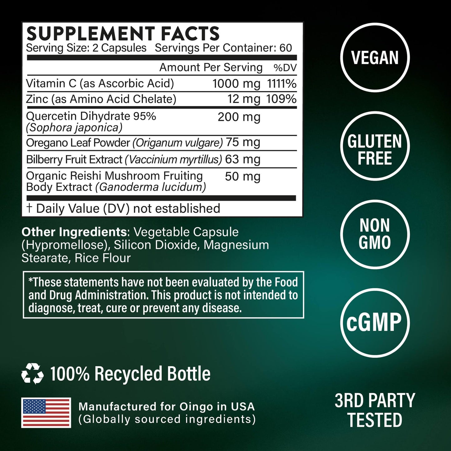 Oingo Daily Immunity Supplement 120 Capsules