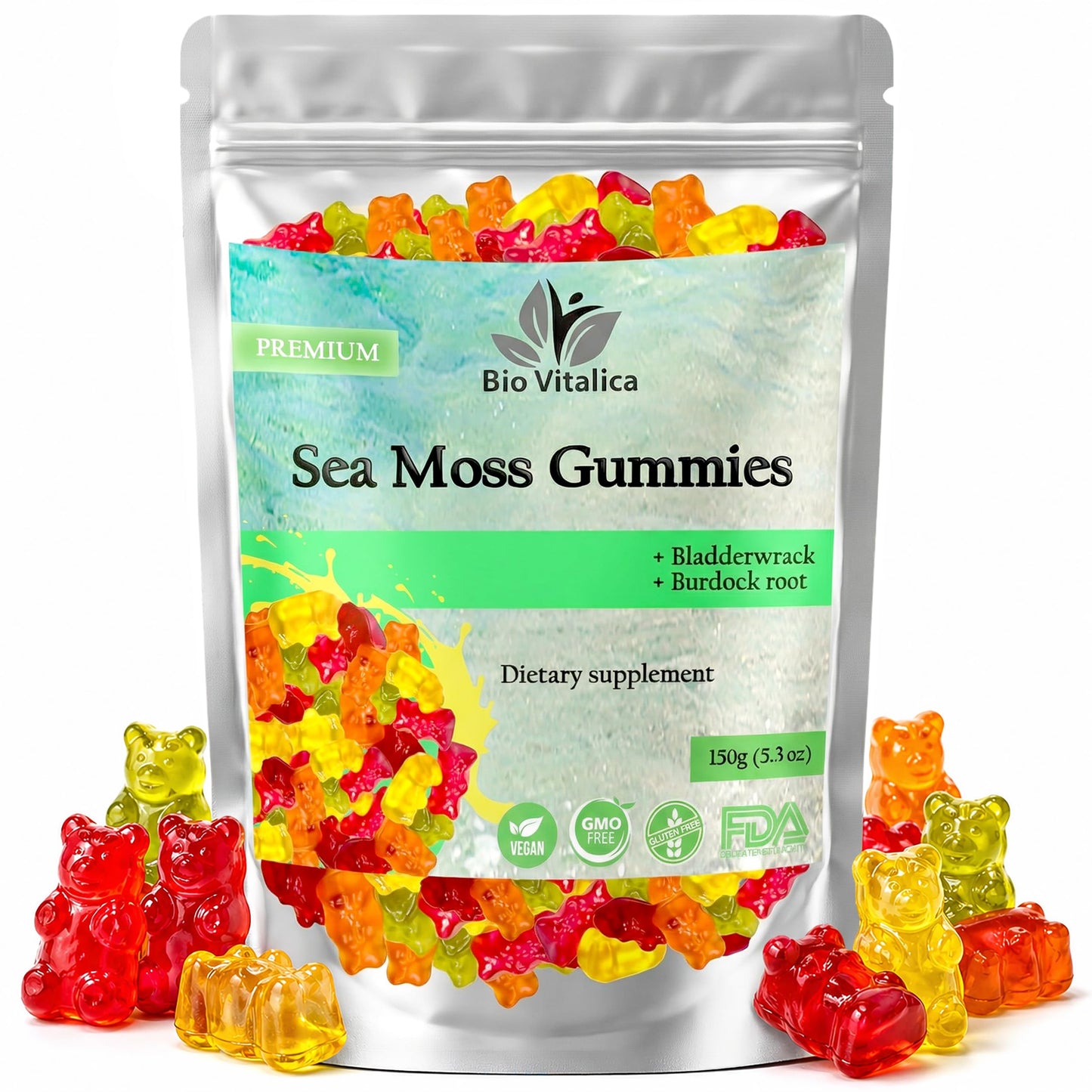 BIO VITALICA Sea Moss Gummies Chewable 50 Count