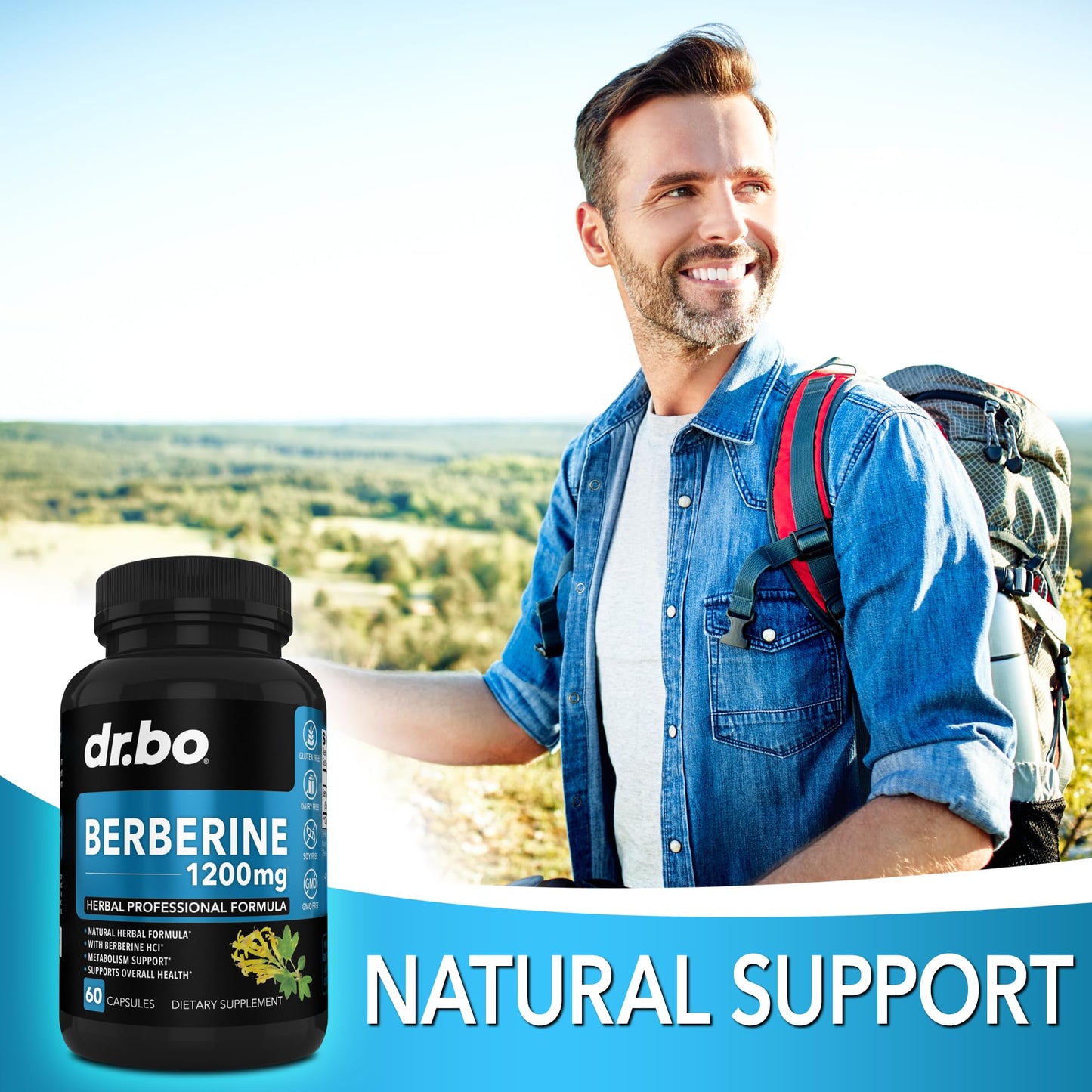 DR. BO Berberine HCl 1200mg Capsules 60 Count