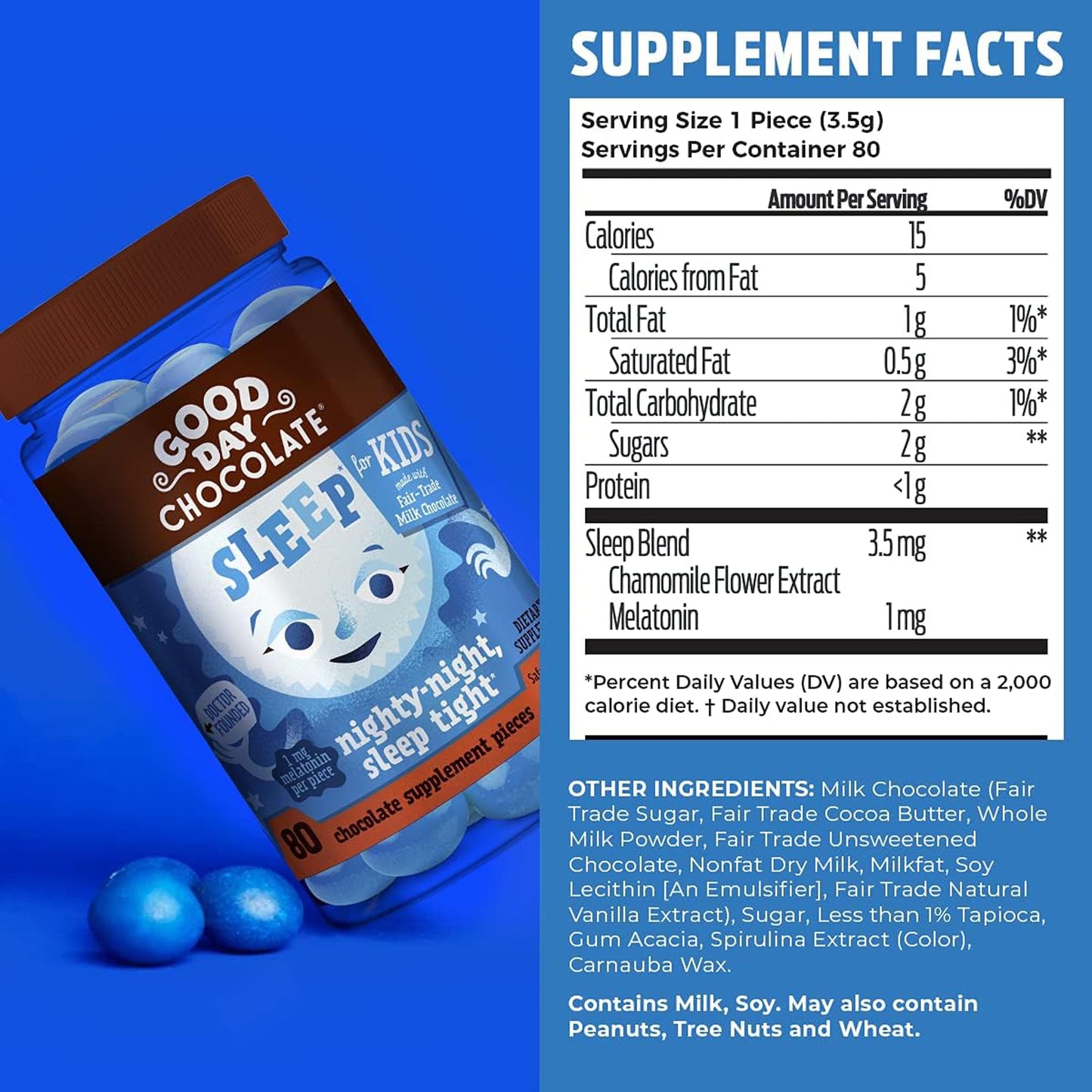 Good Day Chocolate Melatonin for Kids Chewable 80 Count