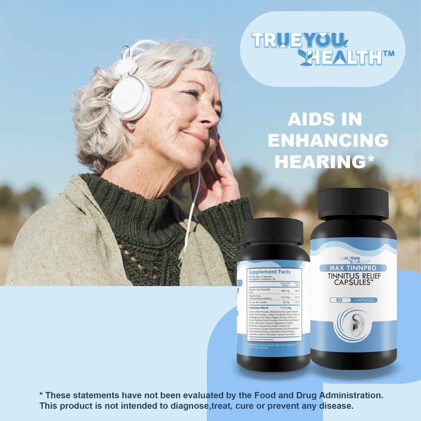 True You Health Max Tinnpro Tinnitus Relief Capsules, 90 Count