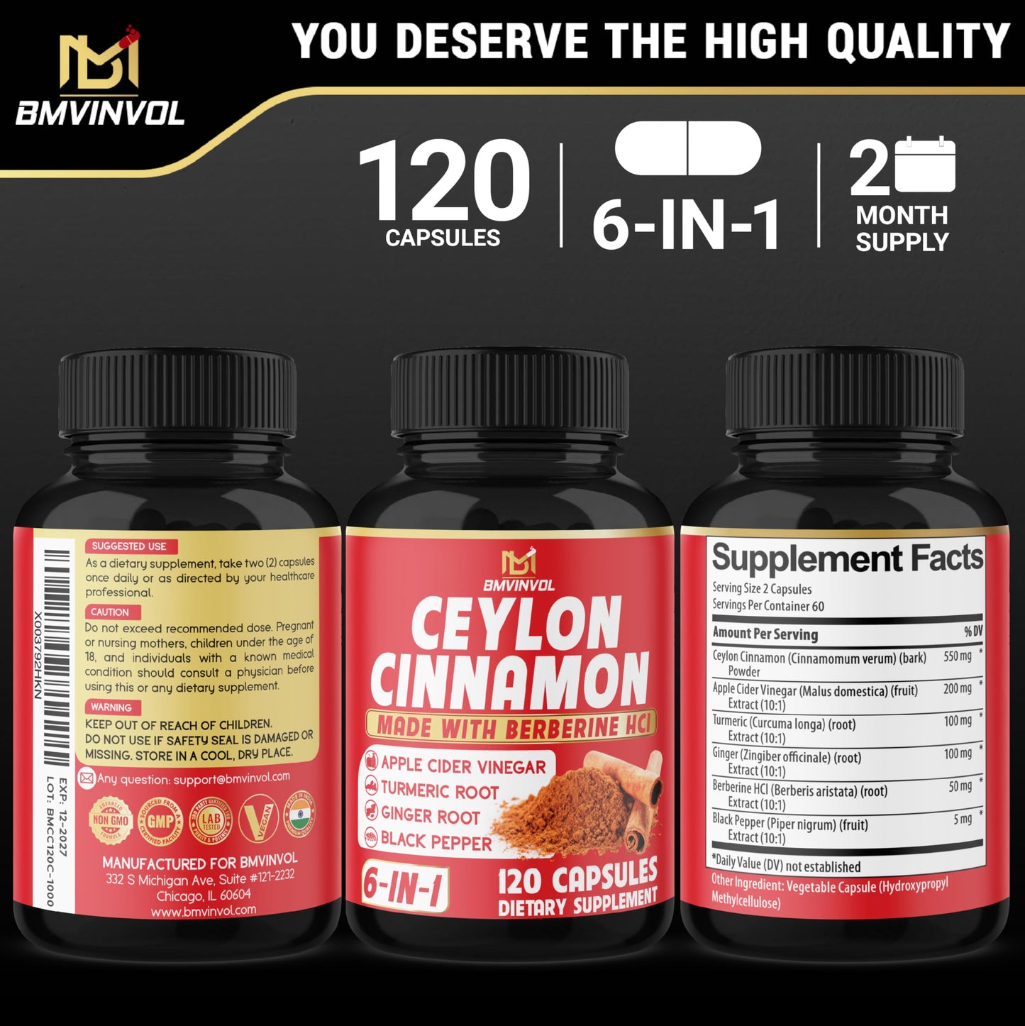 BMVINVOL Ceylon Cinnamon Capsules 120