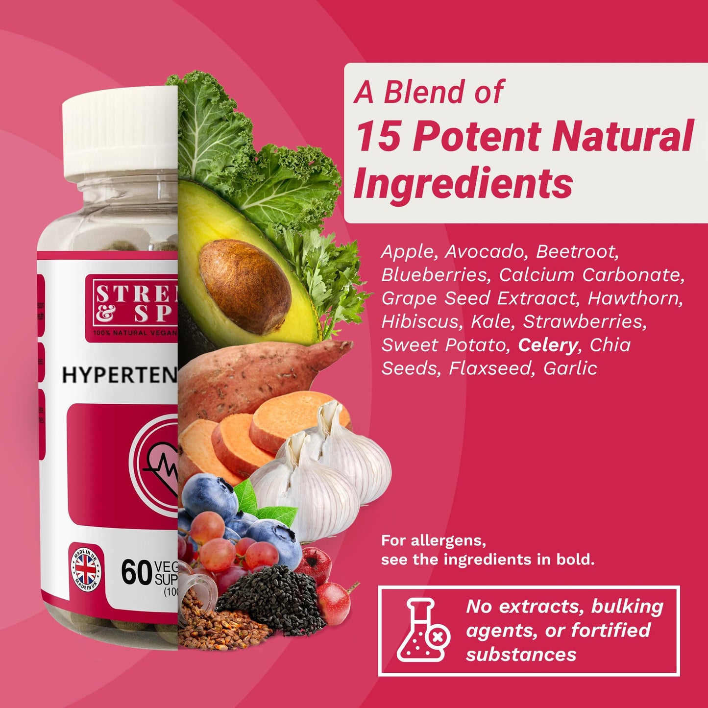 Strength & Spices Hypertensupport 100% Natural Immune System & Heart Health Supplement, 60 Capsules