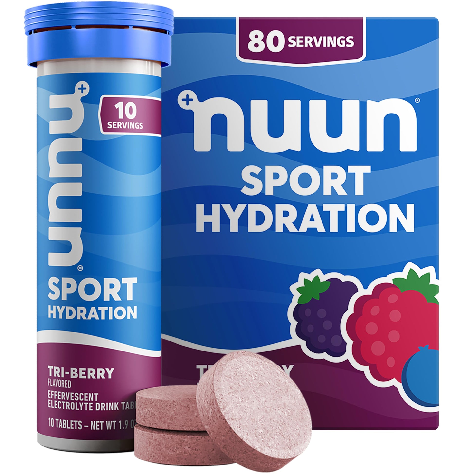 Nuun Sport Electrolyte Tablets Tri-Berry GF & Vegan, 80 Tablets