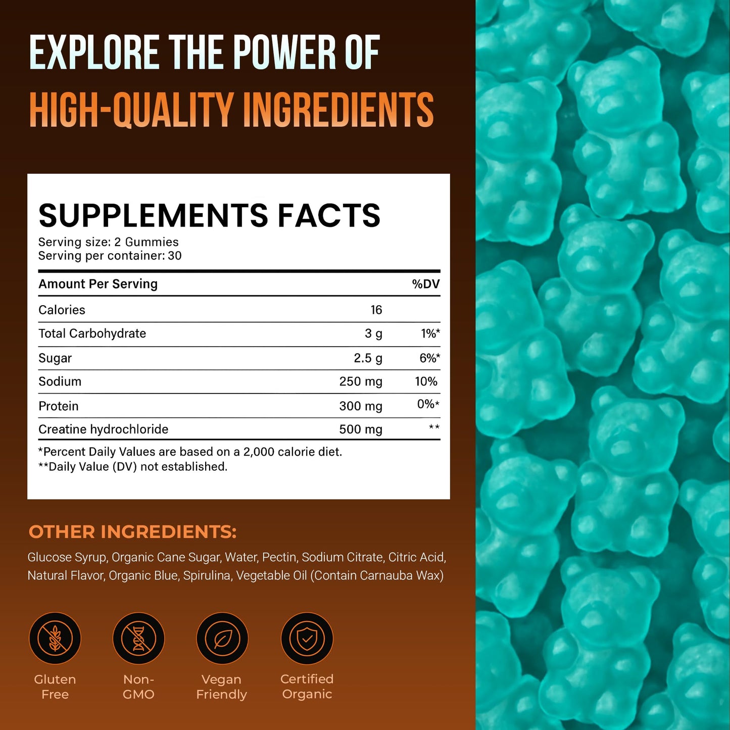 NutriTorch Daily Essential Creatine Gummies 60 Count