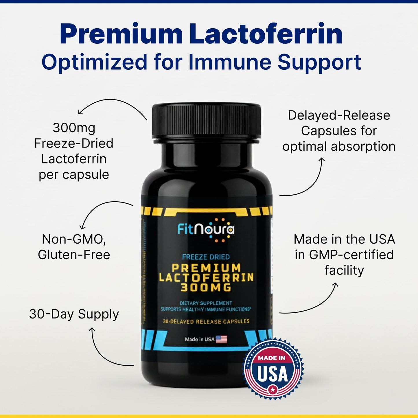 FitNoura Enteric Coated Lactoferrin Capsule, 30 Count