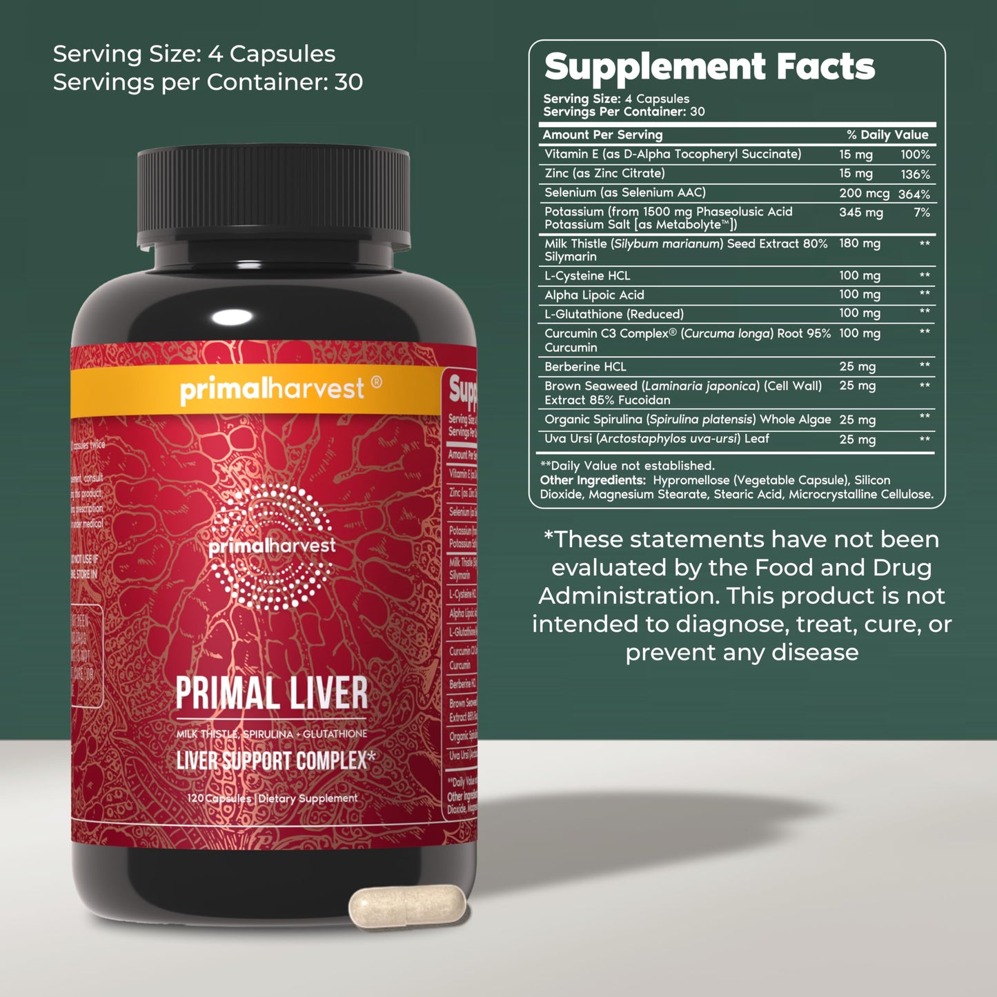 Primal Harvest Primal Liver Supplement, 120 Capsules
