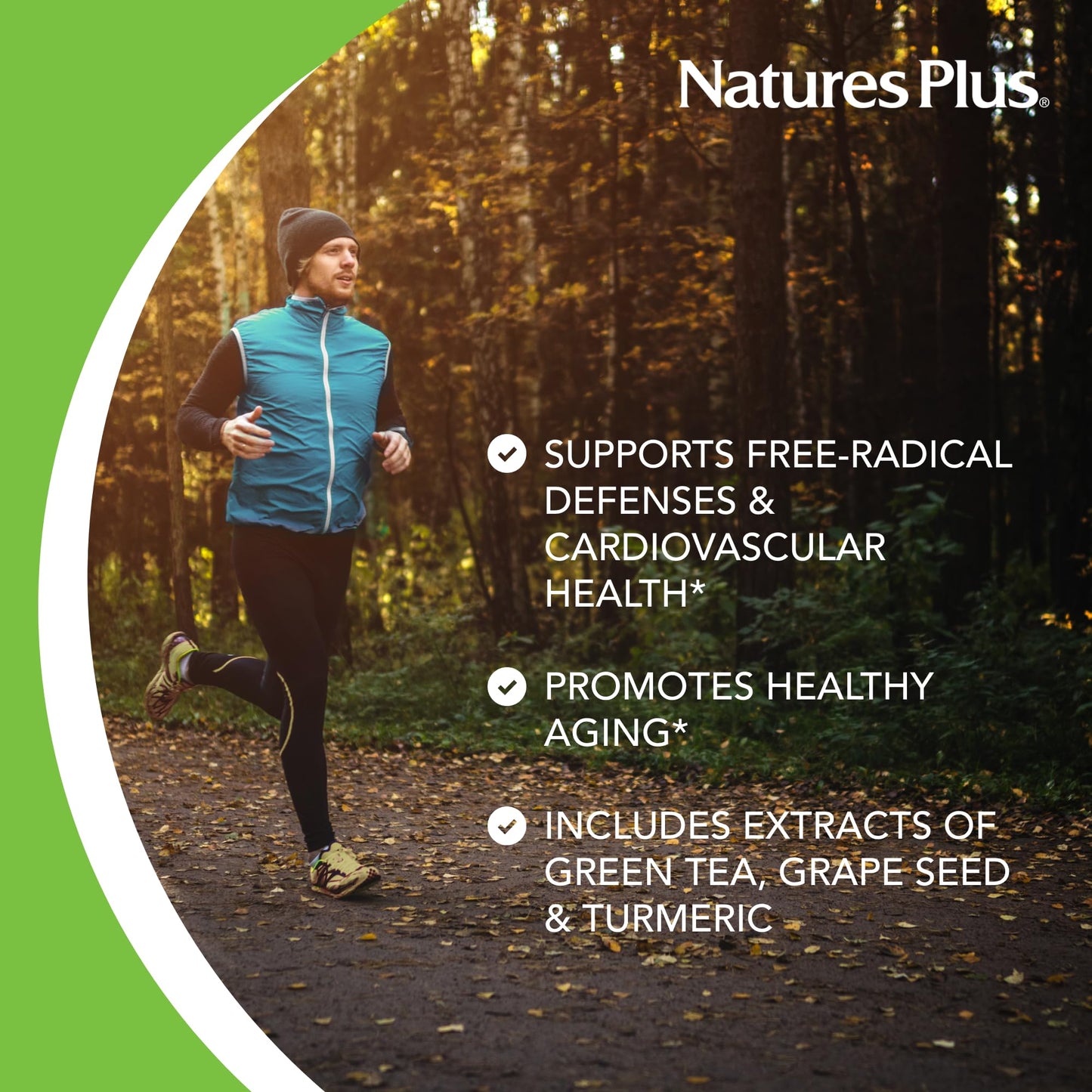 NaturesPlus Herbal Actives Resveratrol Extended Release Tablet, 60 Count