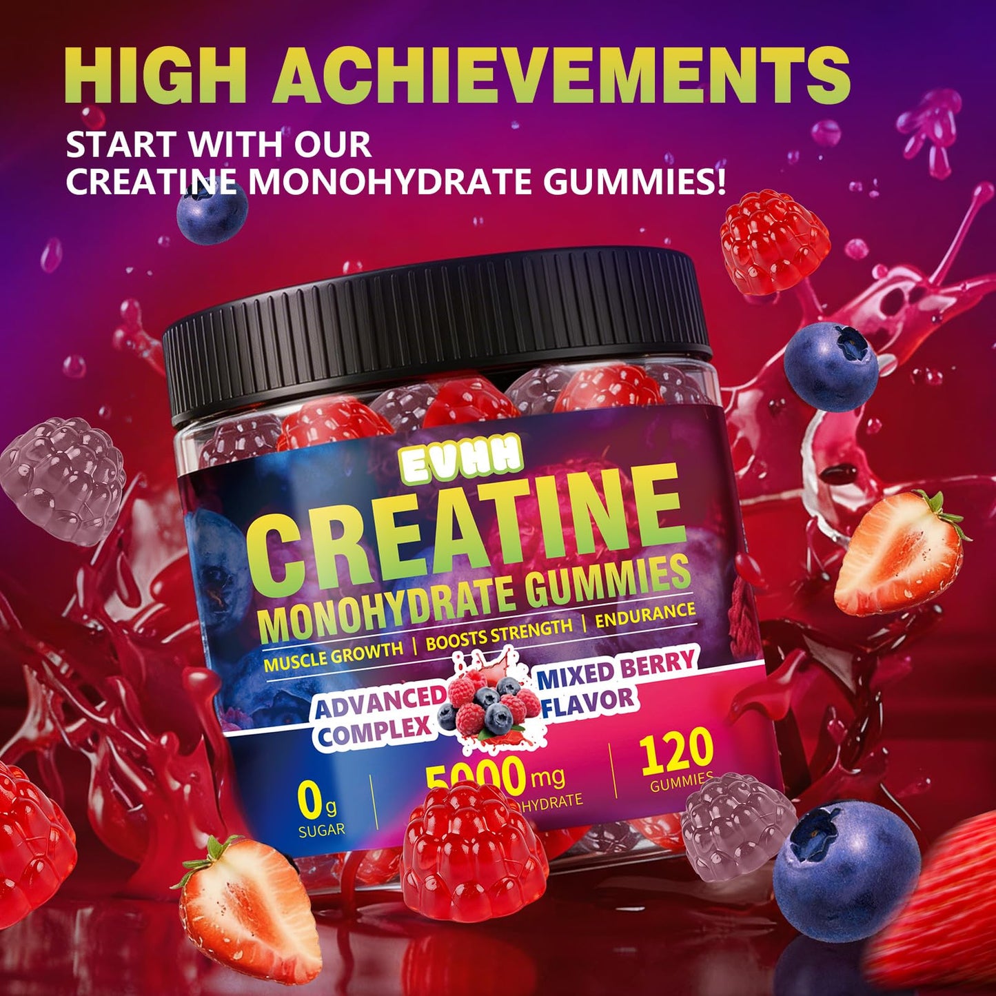EVHH Creatine Monohydrate Gummies 120 Gummies