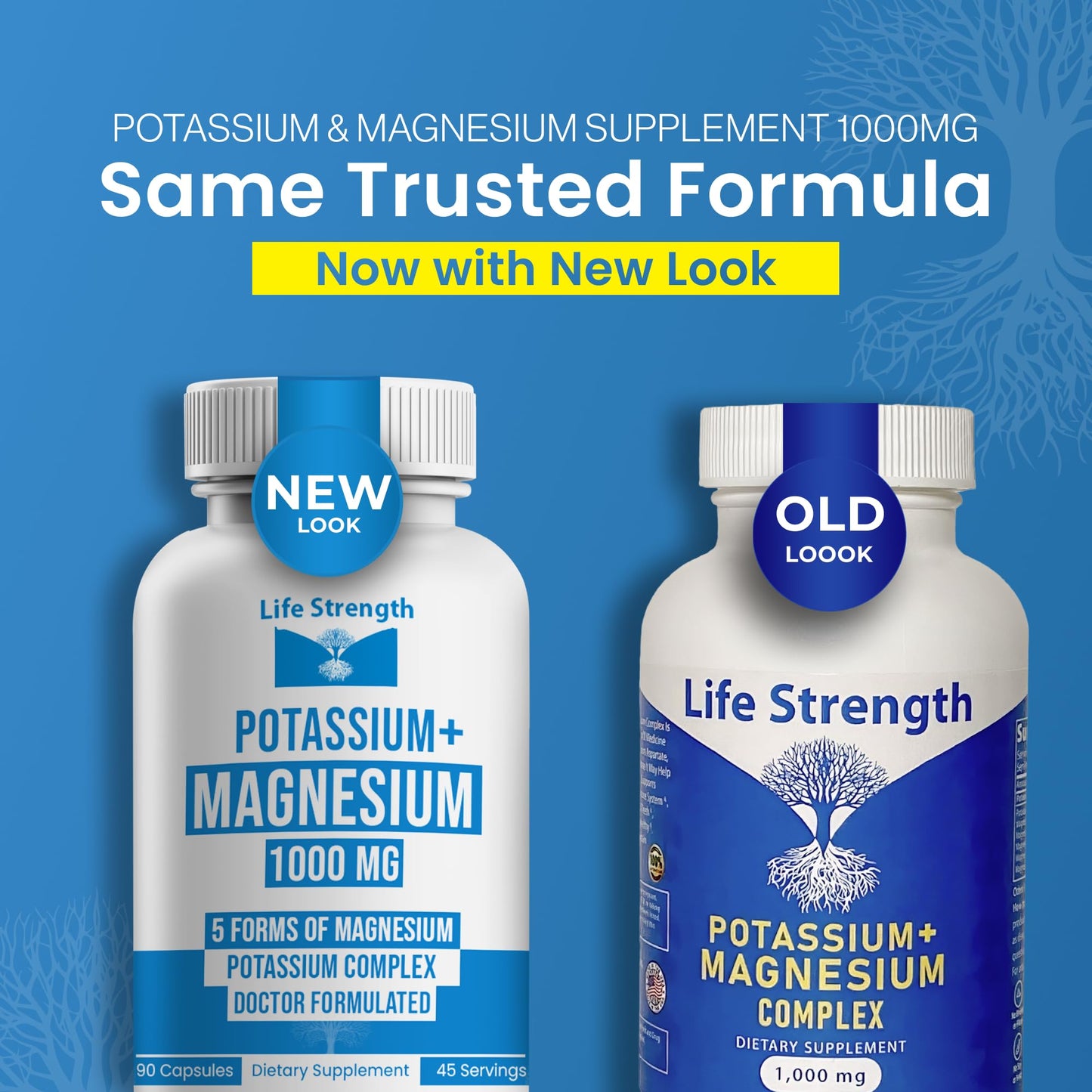 LifeStrength Potassium Magnesium Supplement 1000mg Capsule, 90 Count