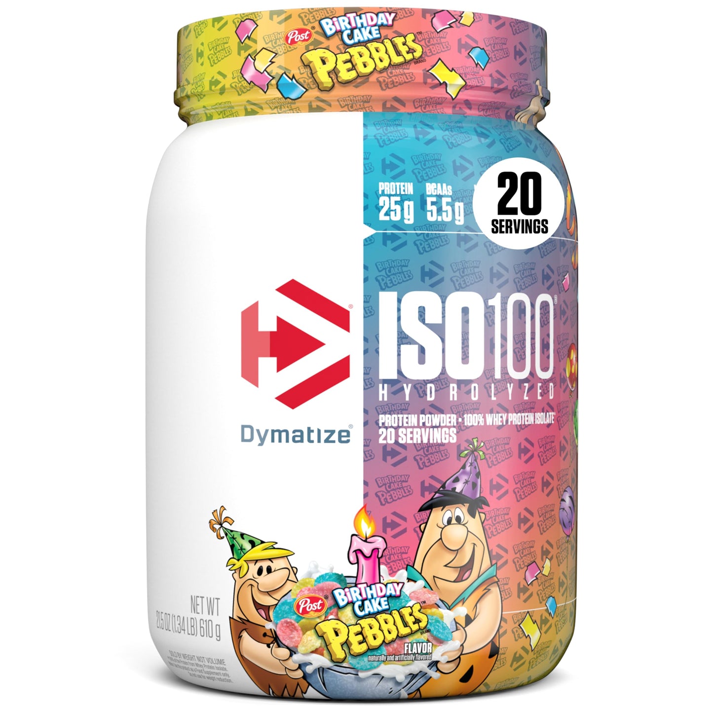 Dymatize ISO100 Birthday Cake Pebbles Whey Protein Isolate Powder, 1.34 Pound