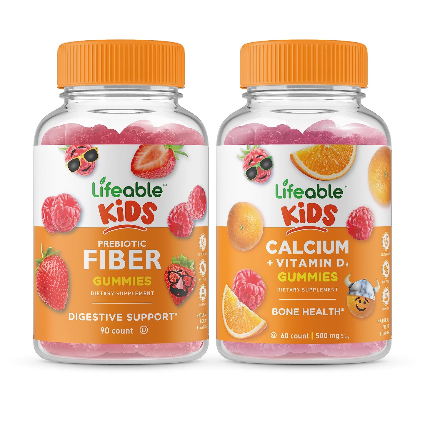 Lifeable Prebiotic Fiber Kids + Calcium with Vitamin D Kids Gummies, 180