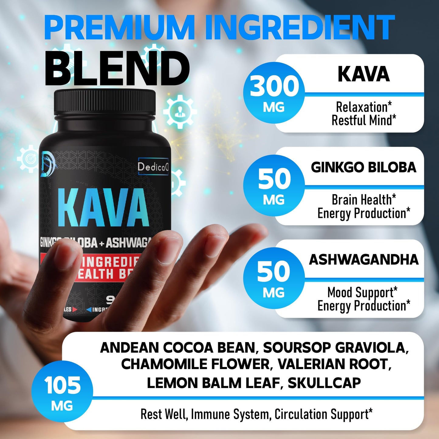 DEDICAD Kava Kava Capsules 150 Capsules