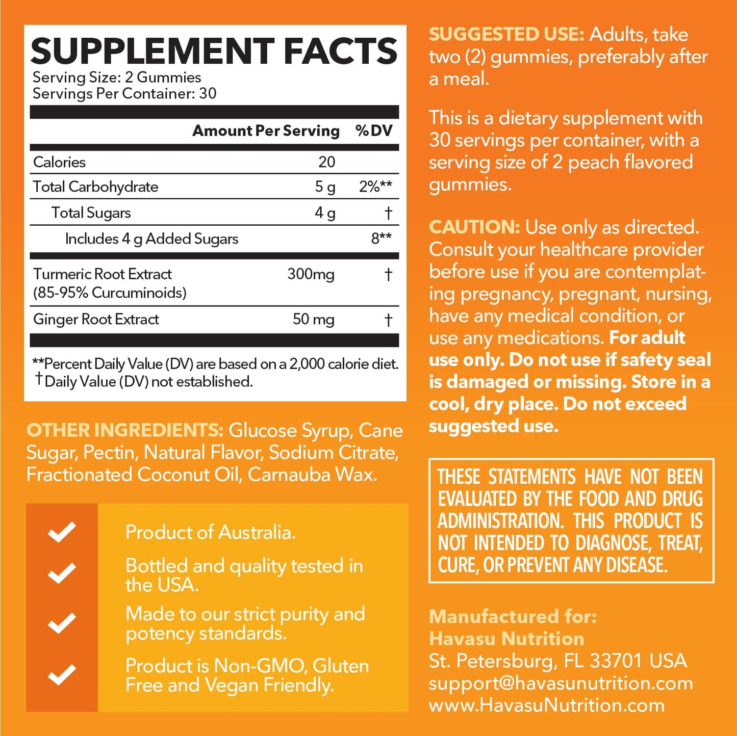 HAVASU NUTRITION Turmeric Gummies 60 Count
