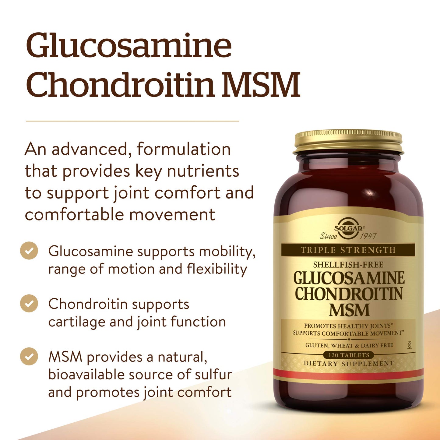 Solgar Triple Strength Glucosamine Chondroitin MSM Tablets 120 Tablets