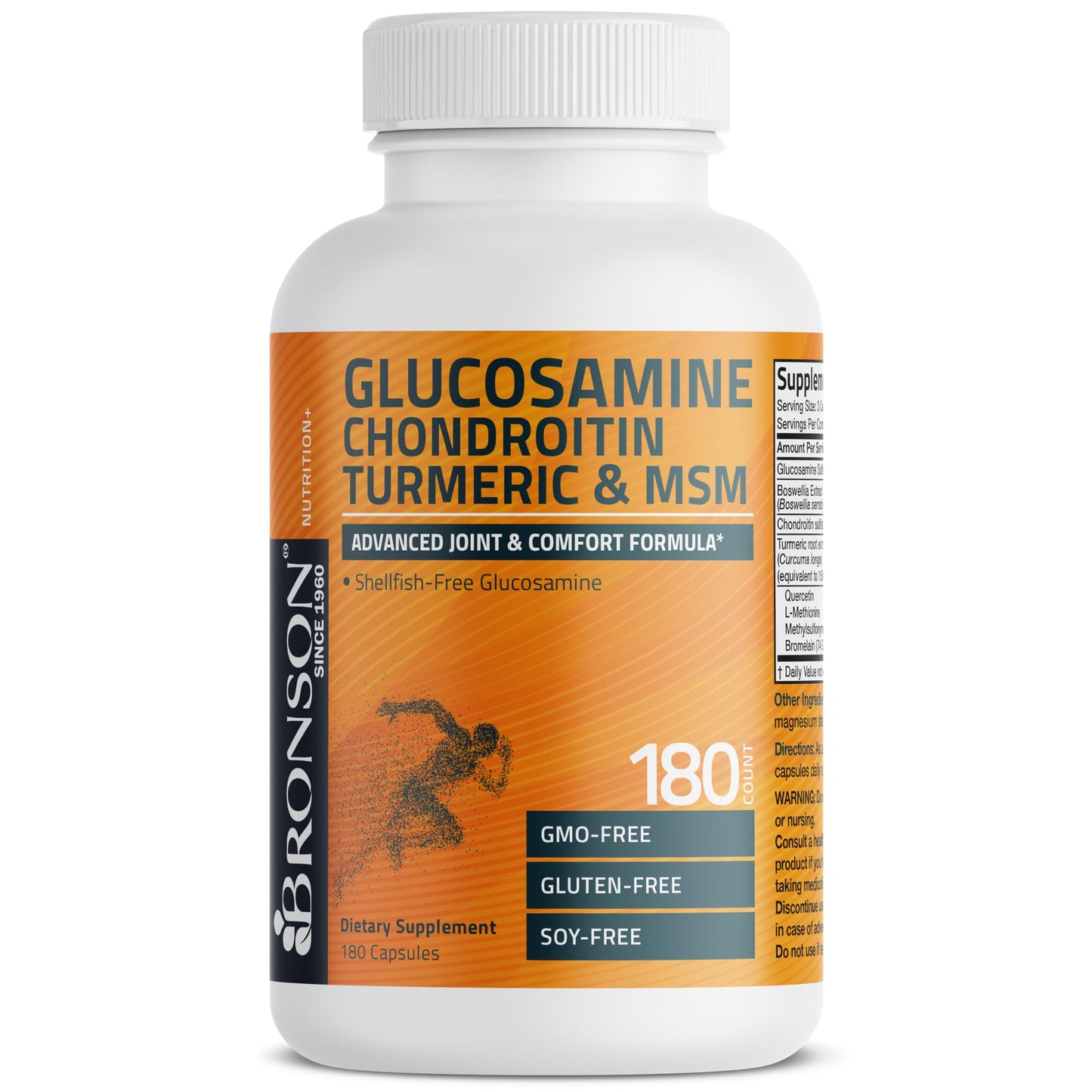 Bronson Glucosamine Chondroitin Turmeric & MSM Advanced Joint & Cartilage Formula 180 Capsules