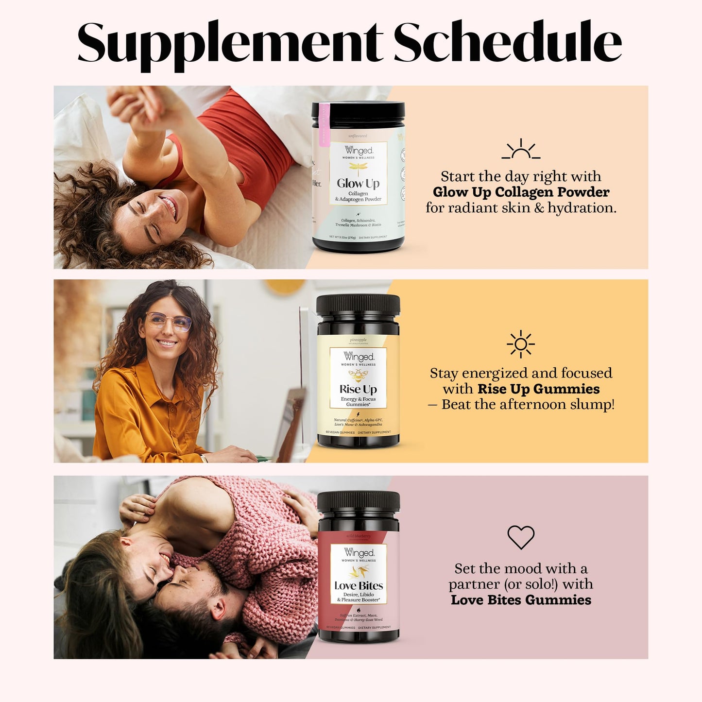 Winged Wellness Love Bites Libido Booster for Women with Maca Root, Horny Goat Weed & Damiana Gummy Supplement - Wild Blueberry, 60 Gummies