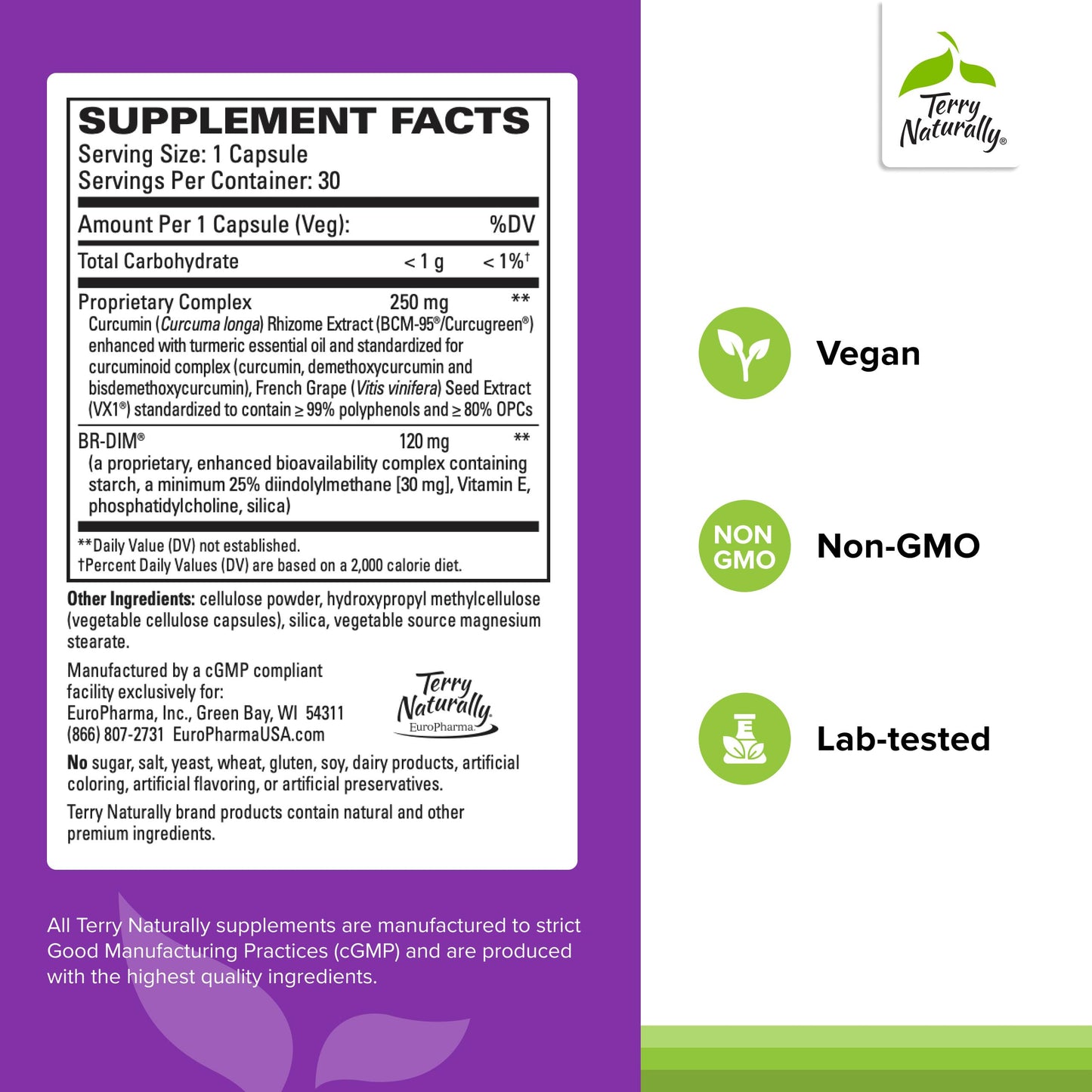 Terry Naturally DIM Complex Dietary Supplement with BCM-95 Curcumin 60 Capsules