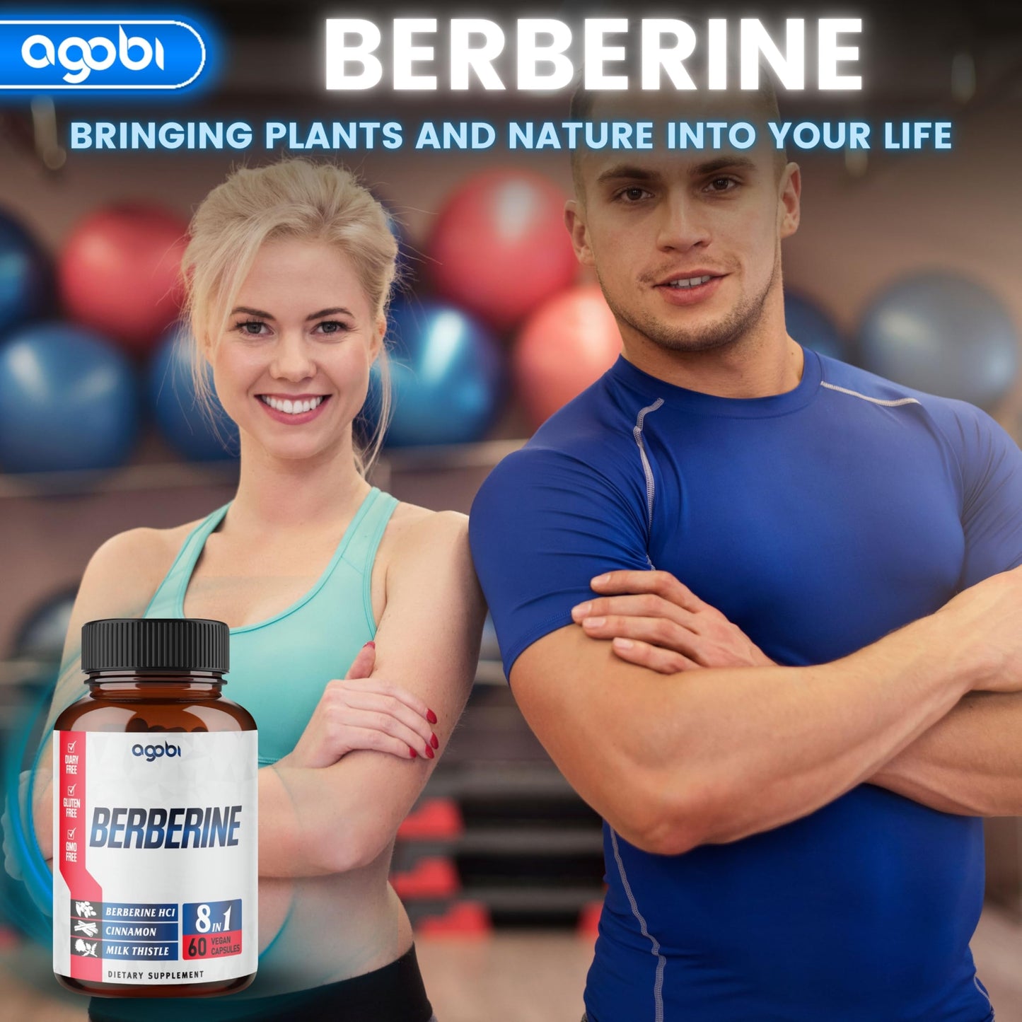agobi Berberine Supplement with Ceylon, Milk Thistle, Turmeric, Elderberry & More, 60 Capsules