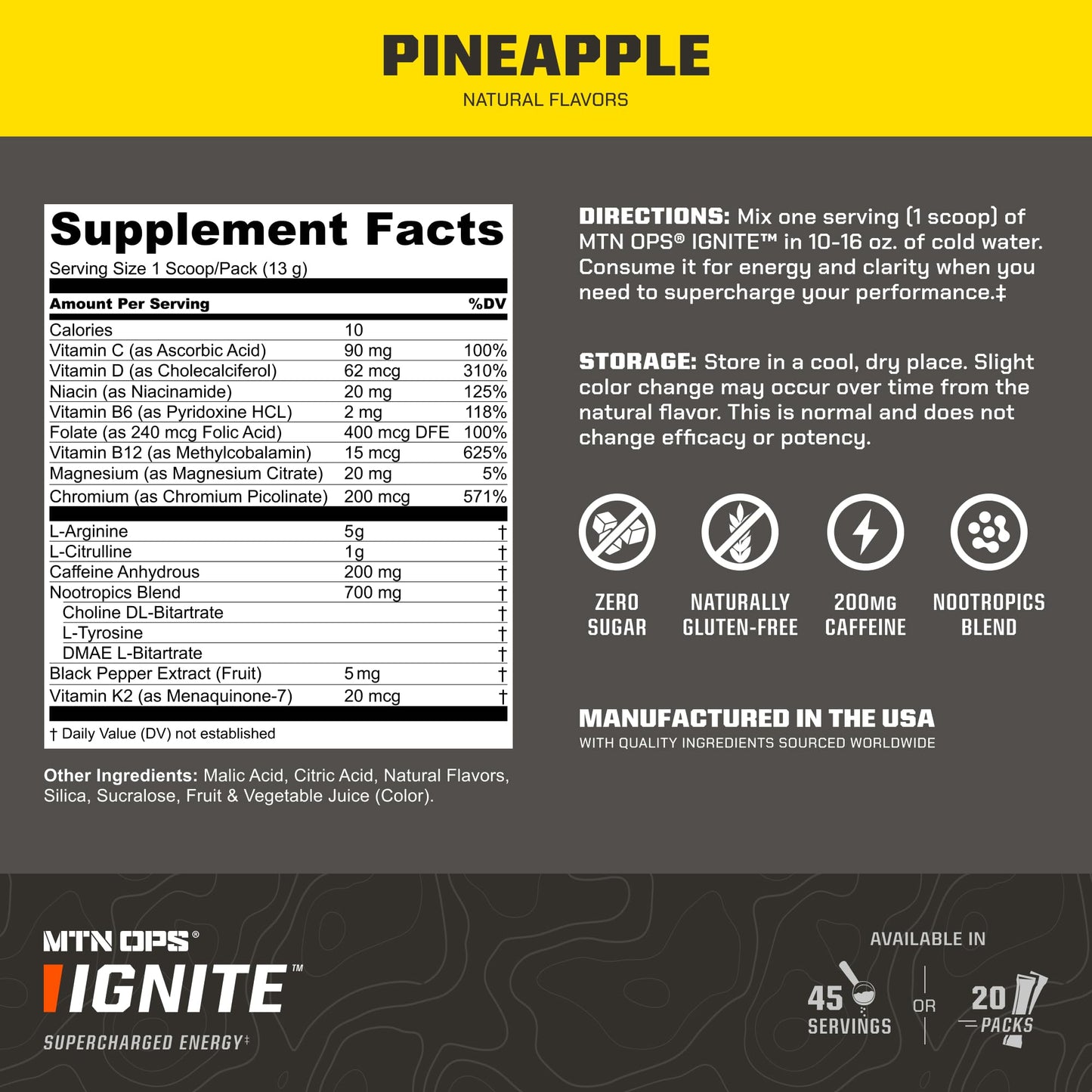 MTN OPS Ignite Energy Powder Pineapple 9.2