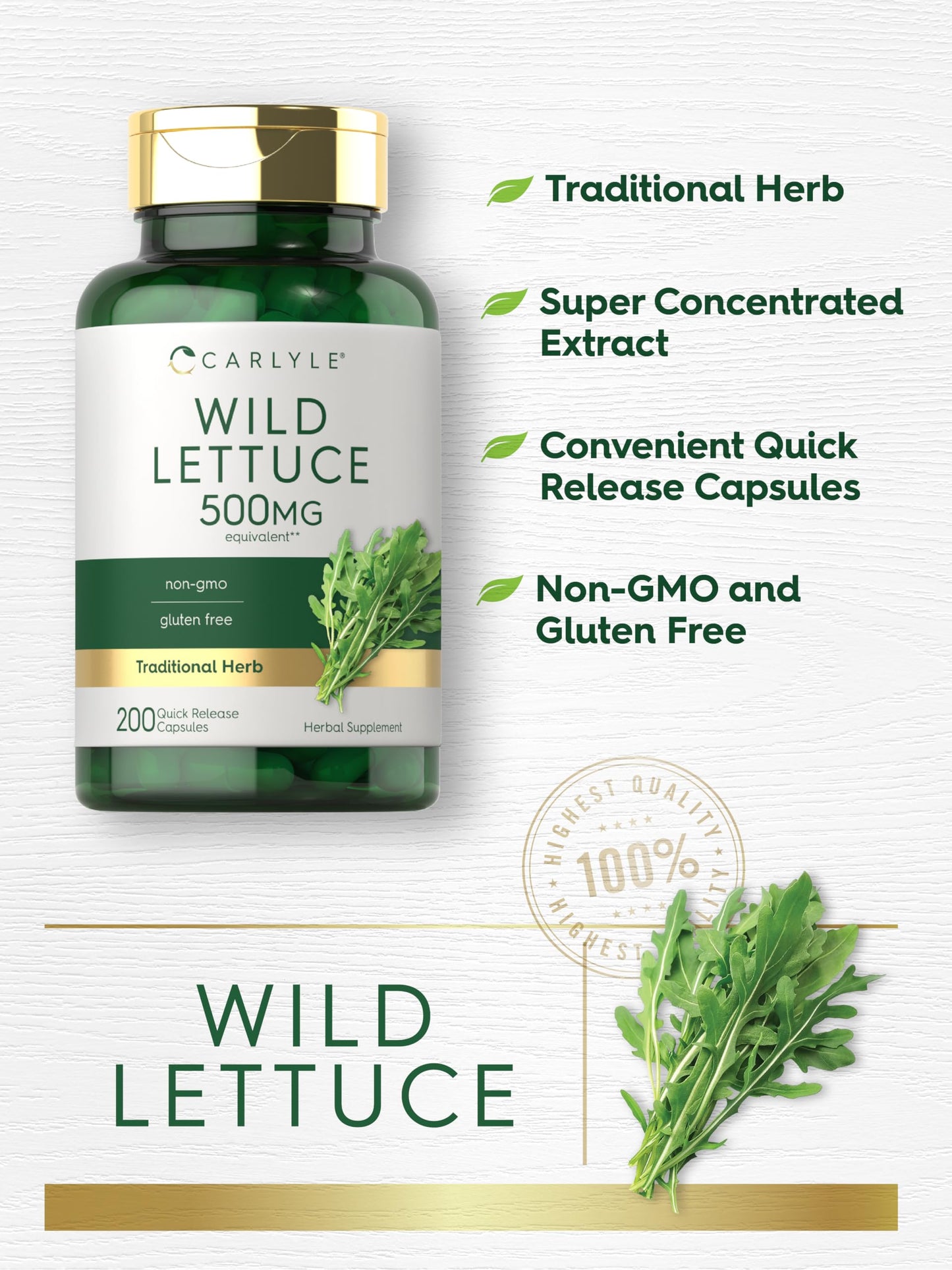 Carlyle Wild Lettuce Extract Capsule, 200 Count