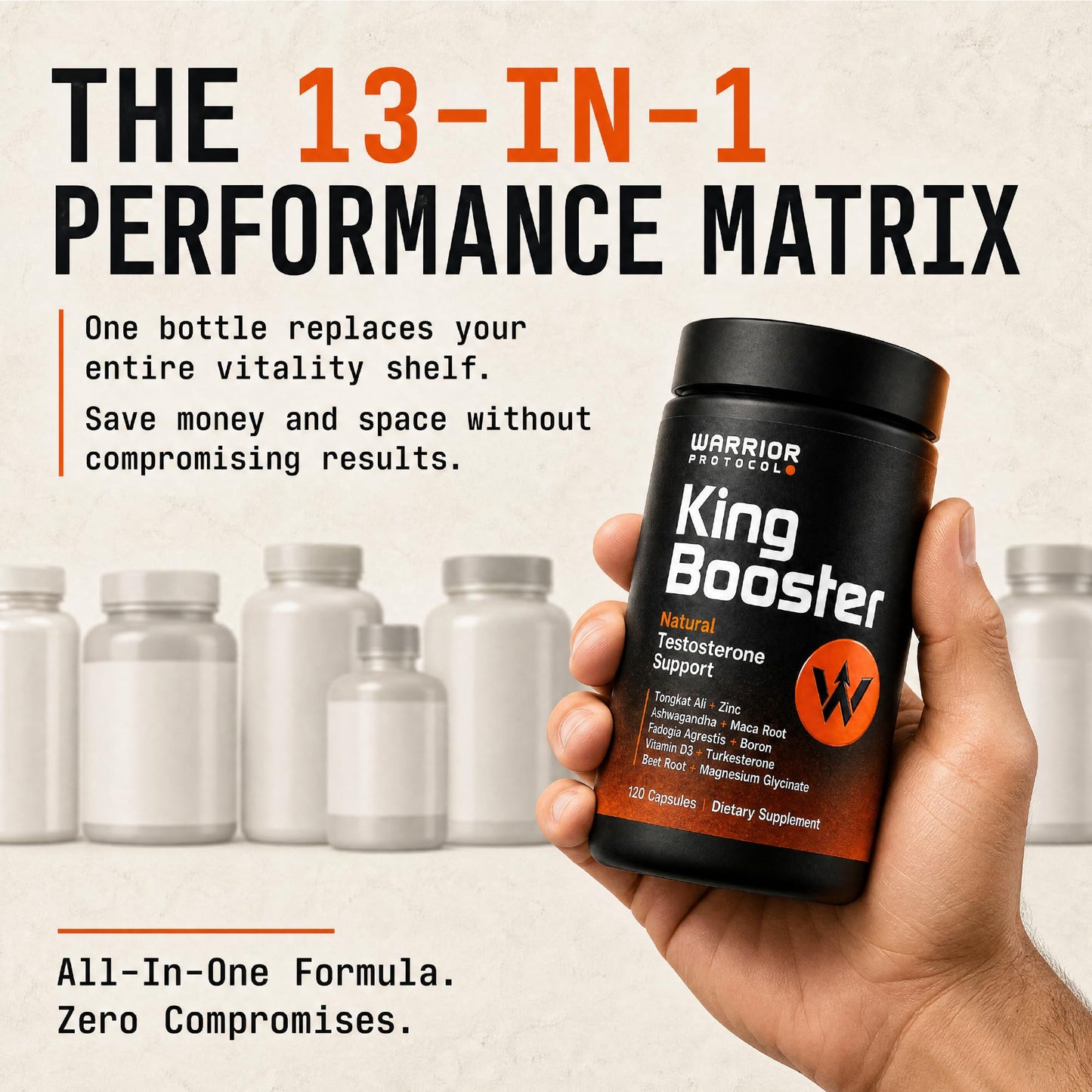 WARRIOR PROTOCOL King Booster Natural Testosterone Booster for Men Capsules 120 Count