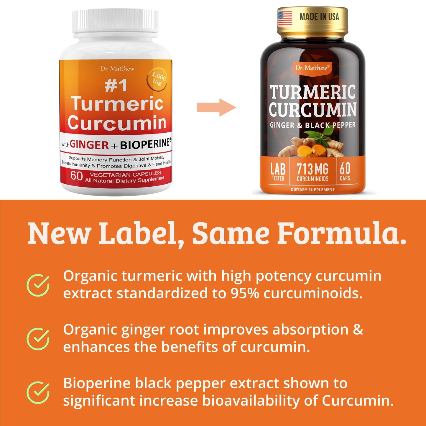 Dr. Matthew Turmeric Curcumin with Black Pepper, 60 Capsules