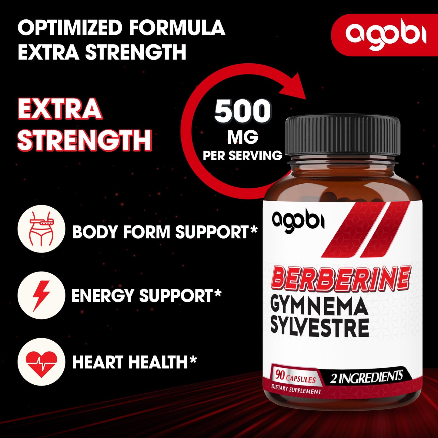 Agobi Berberine Supplements 500mg with Gymnema Sylvestre - Super Concentrated Formula for Immune System, Circulation Health, Digestive & Energy Production Capsules 90