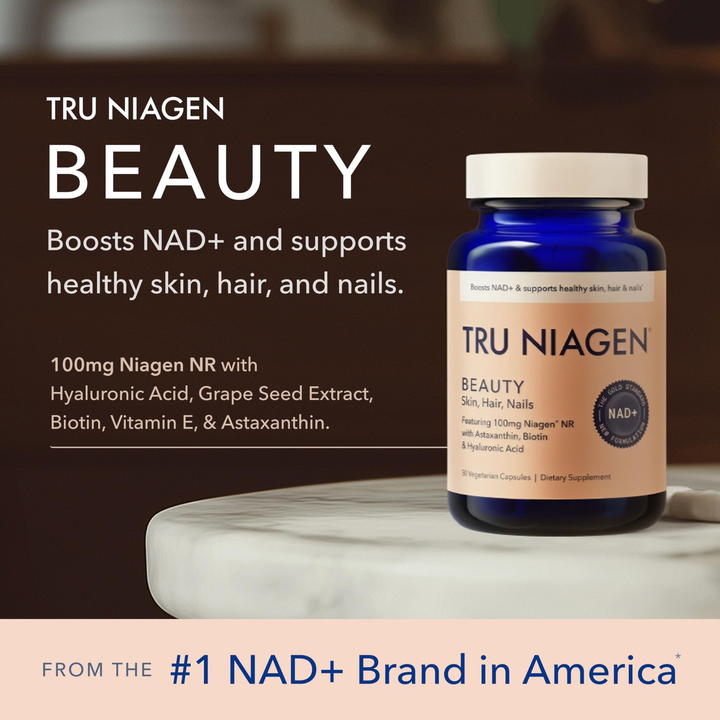 TRU NIAGEN Beauty NAD+ for Hair, Skin & Nails Capsules, 30 Capsules